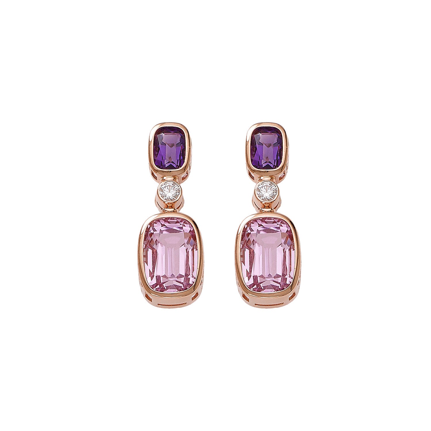 "Playful Purples" Rose Gold Earrings