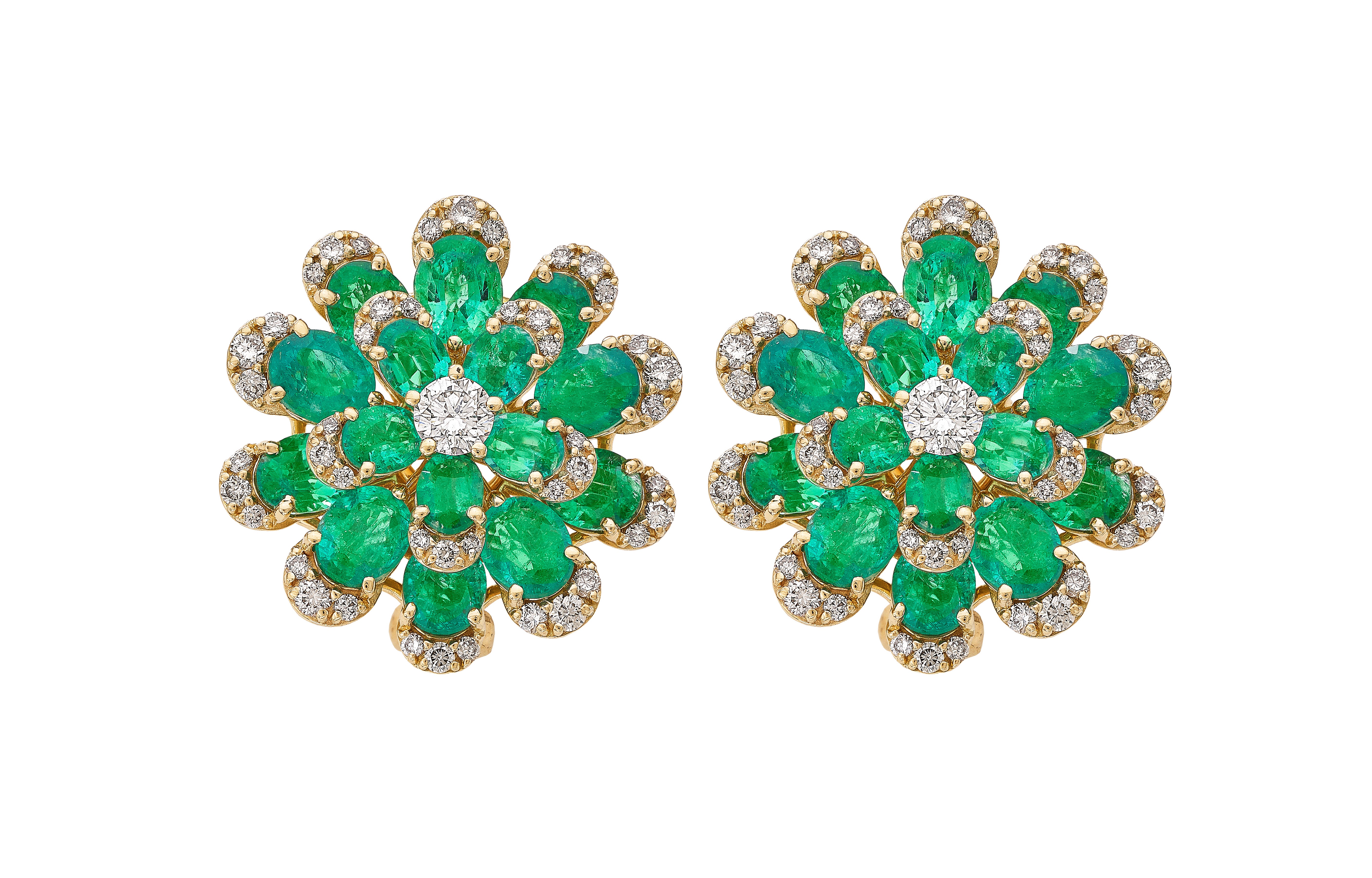 Emerald Bloom Diamond Stud Earrings