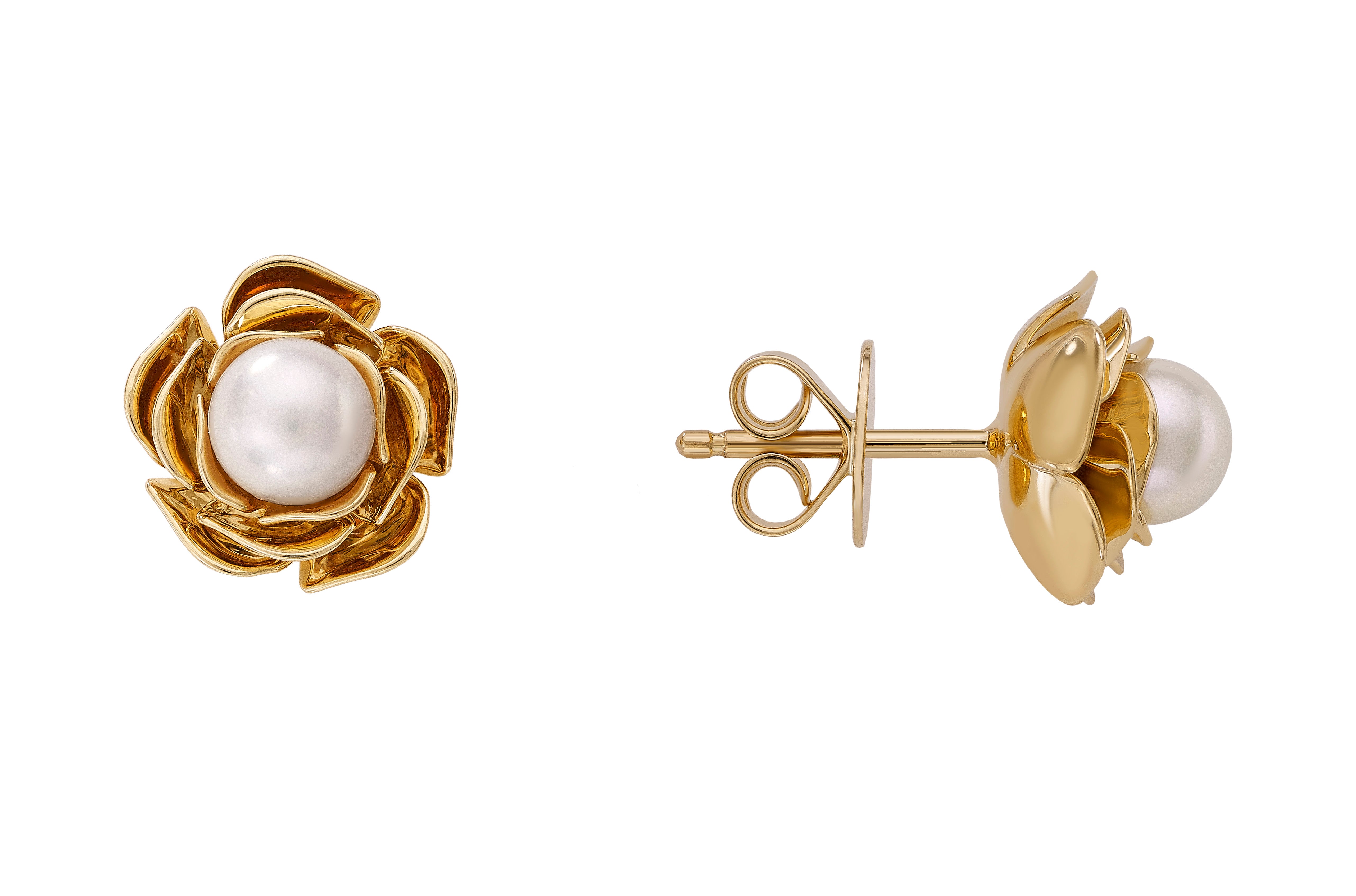 Golden Bloom Pearl Earrings