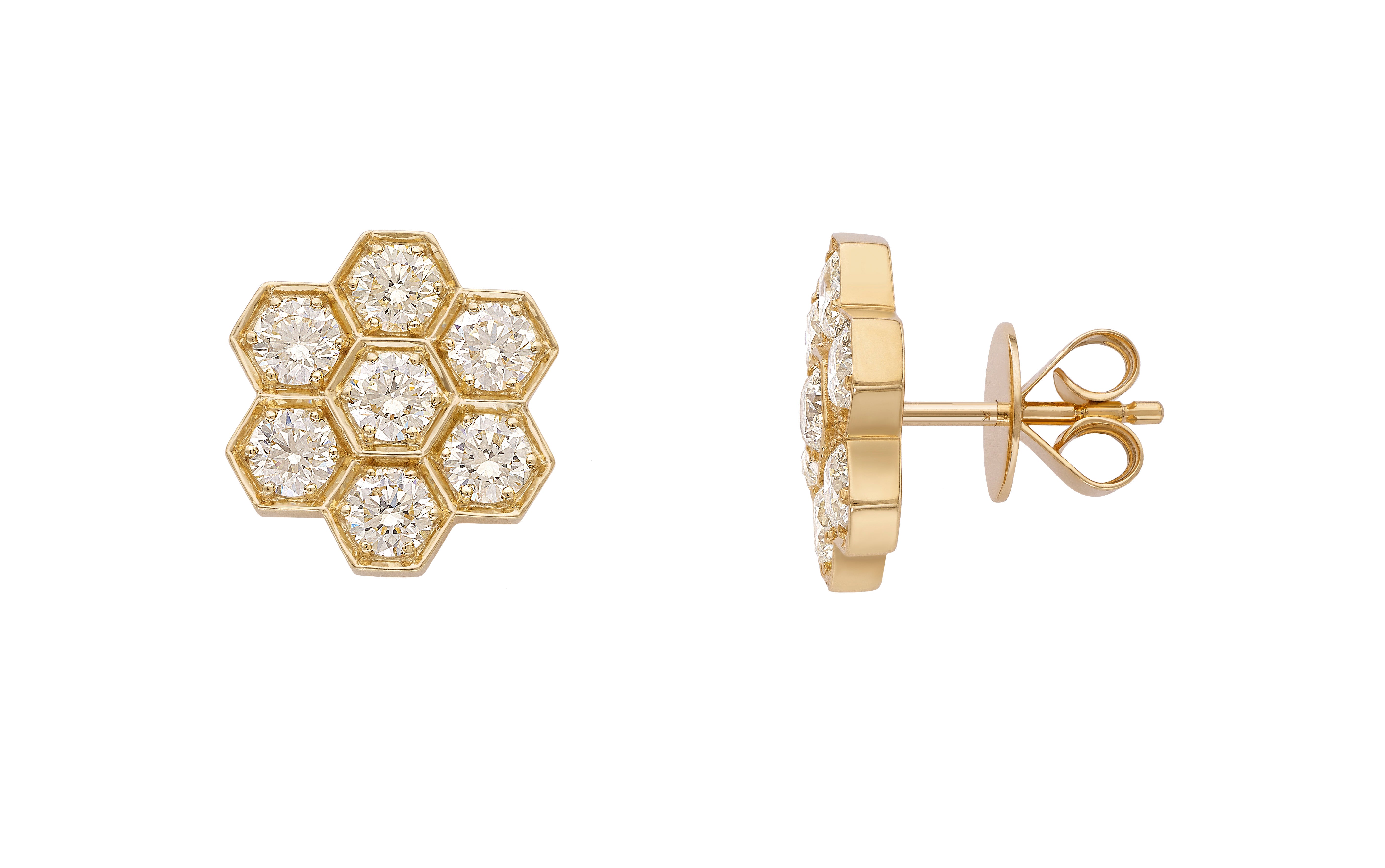 Honeycomb Diamond Stud Earrings