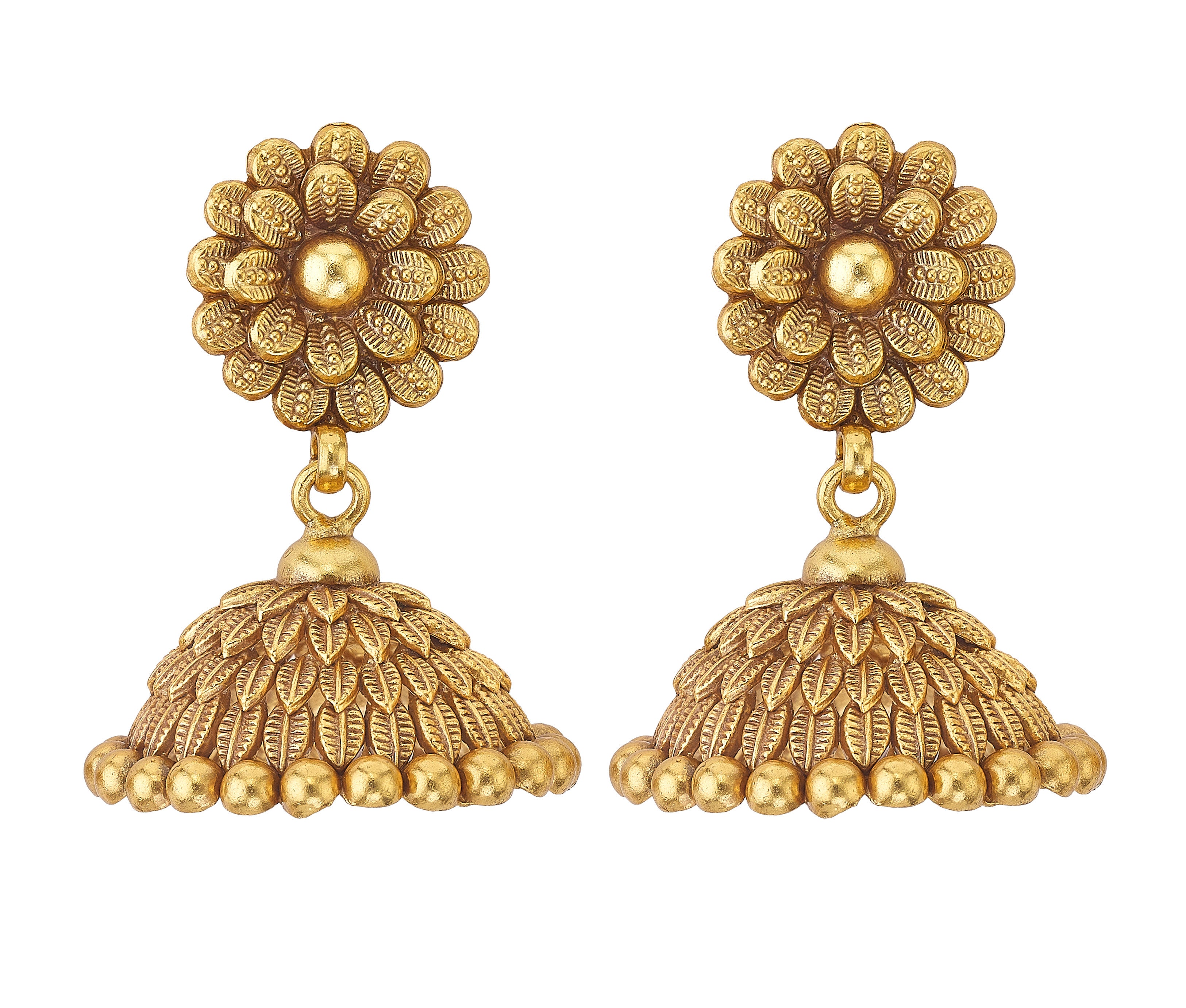 Silver Golden Blossom Heritage Jhumka Earrings