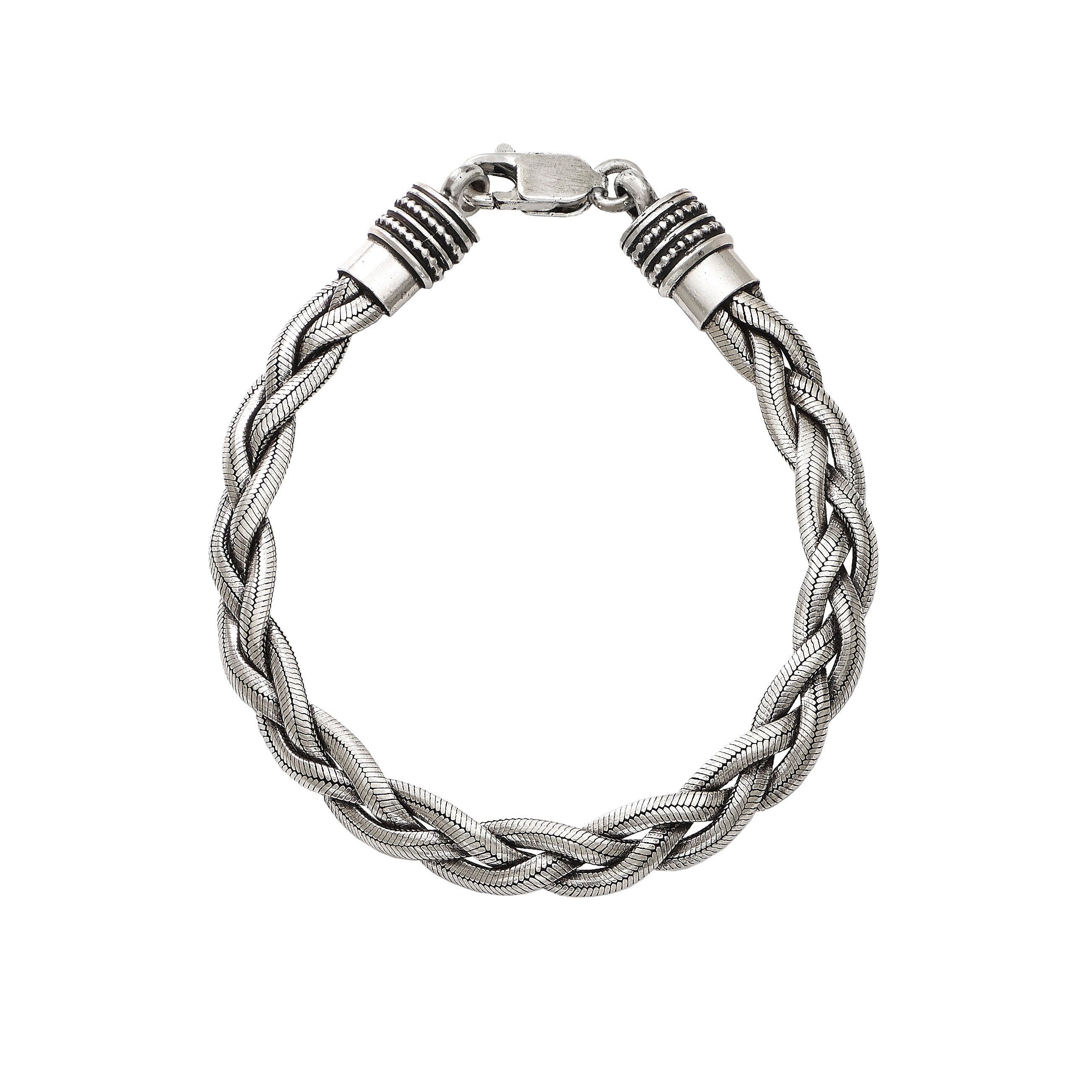 Woven Silver Snake Chain Bracelet