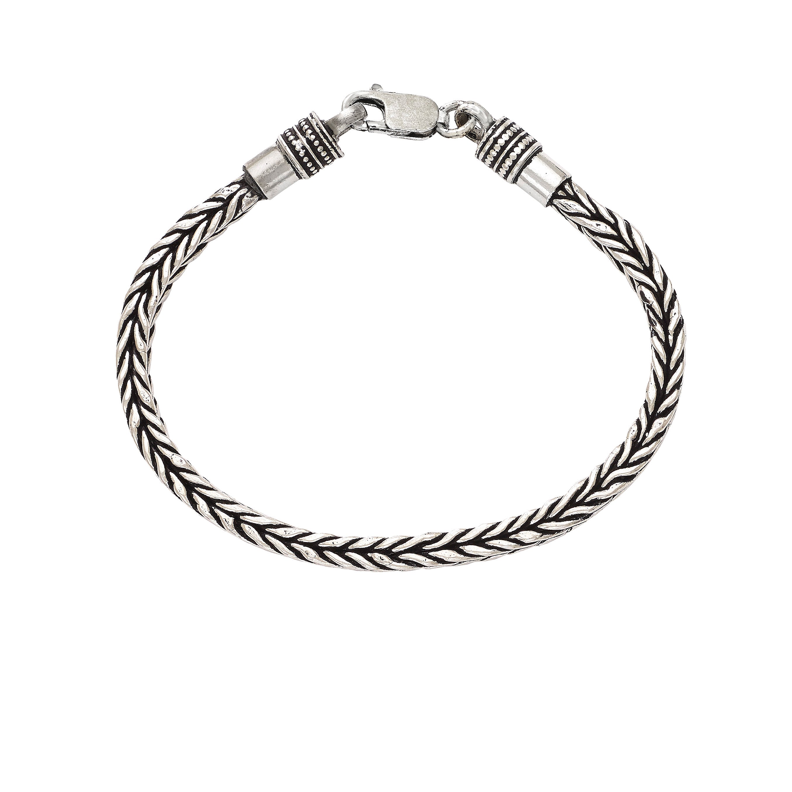 Squared Silver Foxtail Chain Bracelet