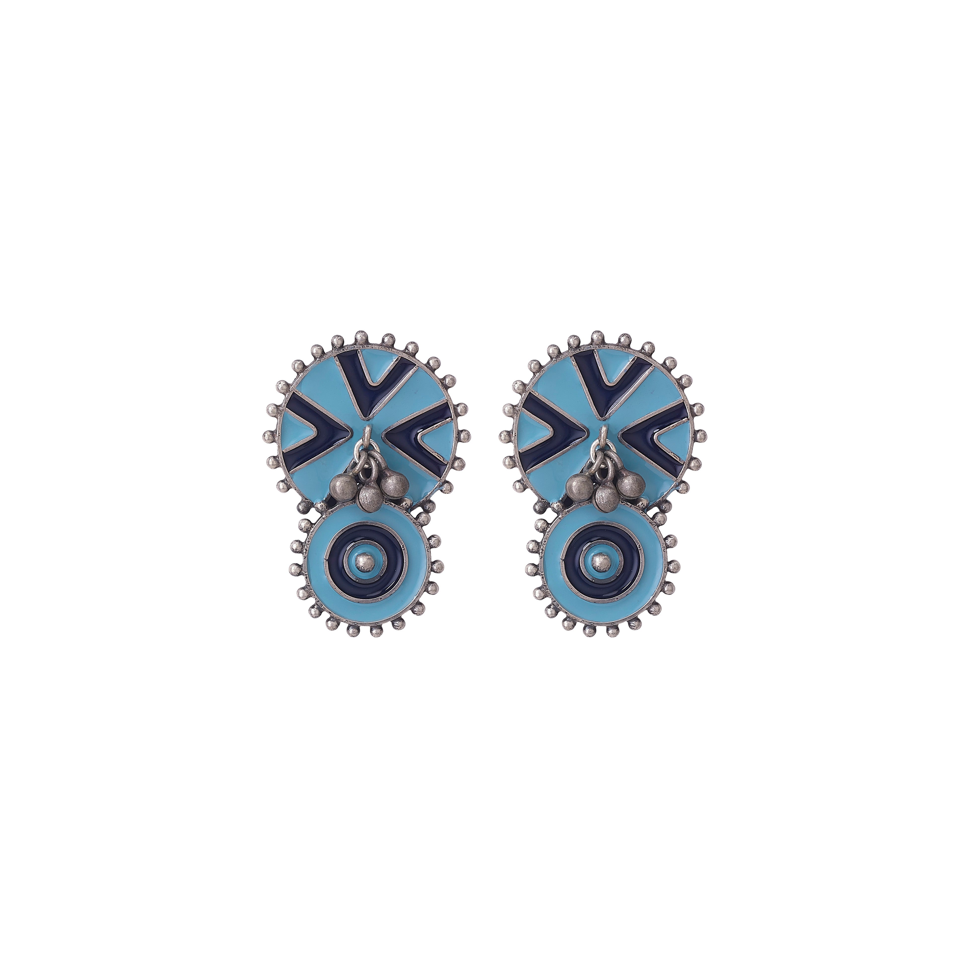 Light Blue Enamel Sterling Silver Earrings