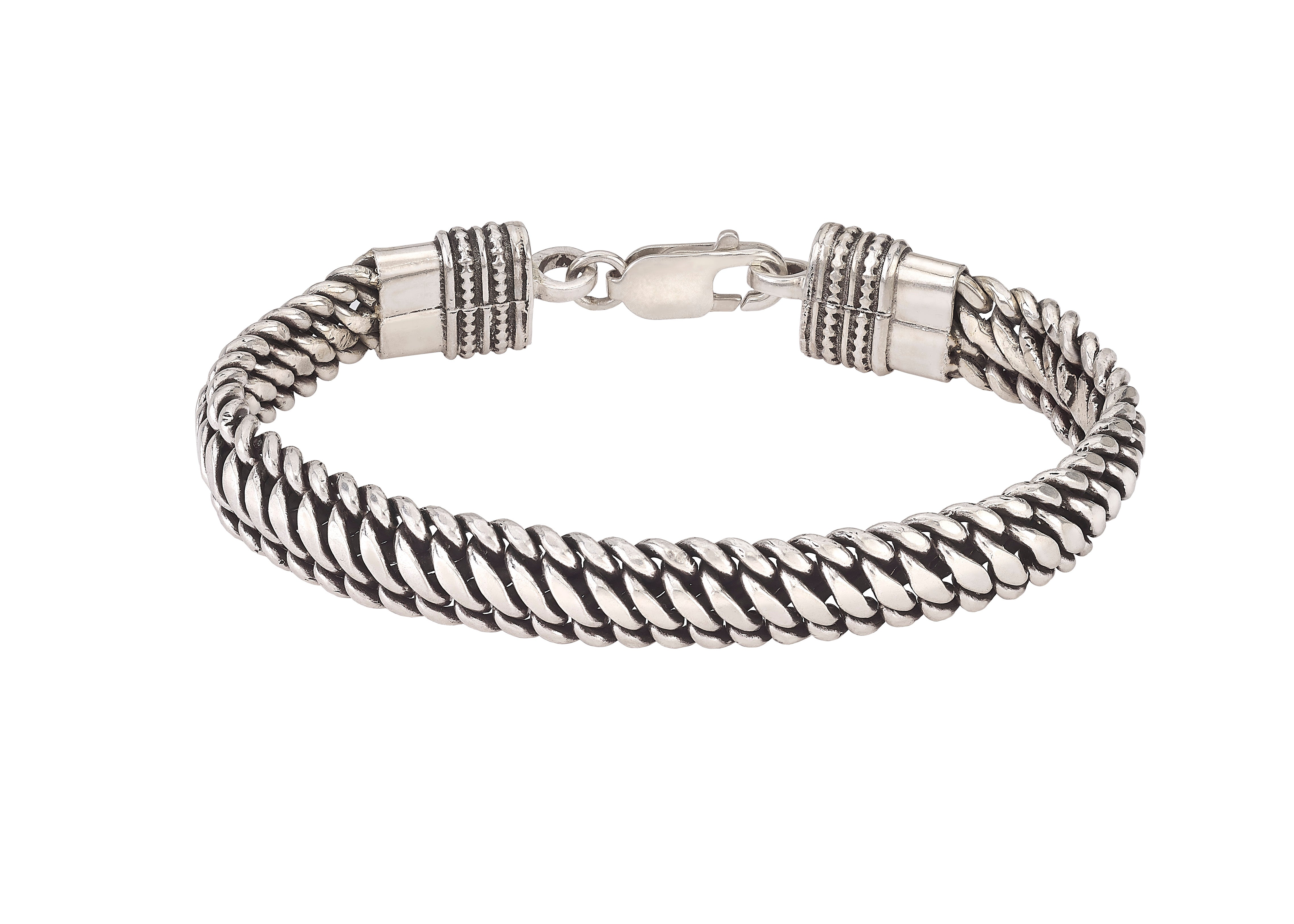 Sterling Silver Thick Double Row Rope Men's Bracelet