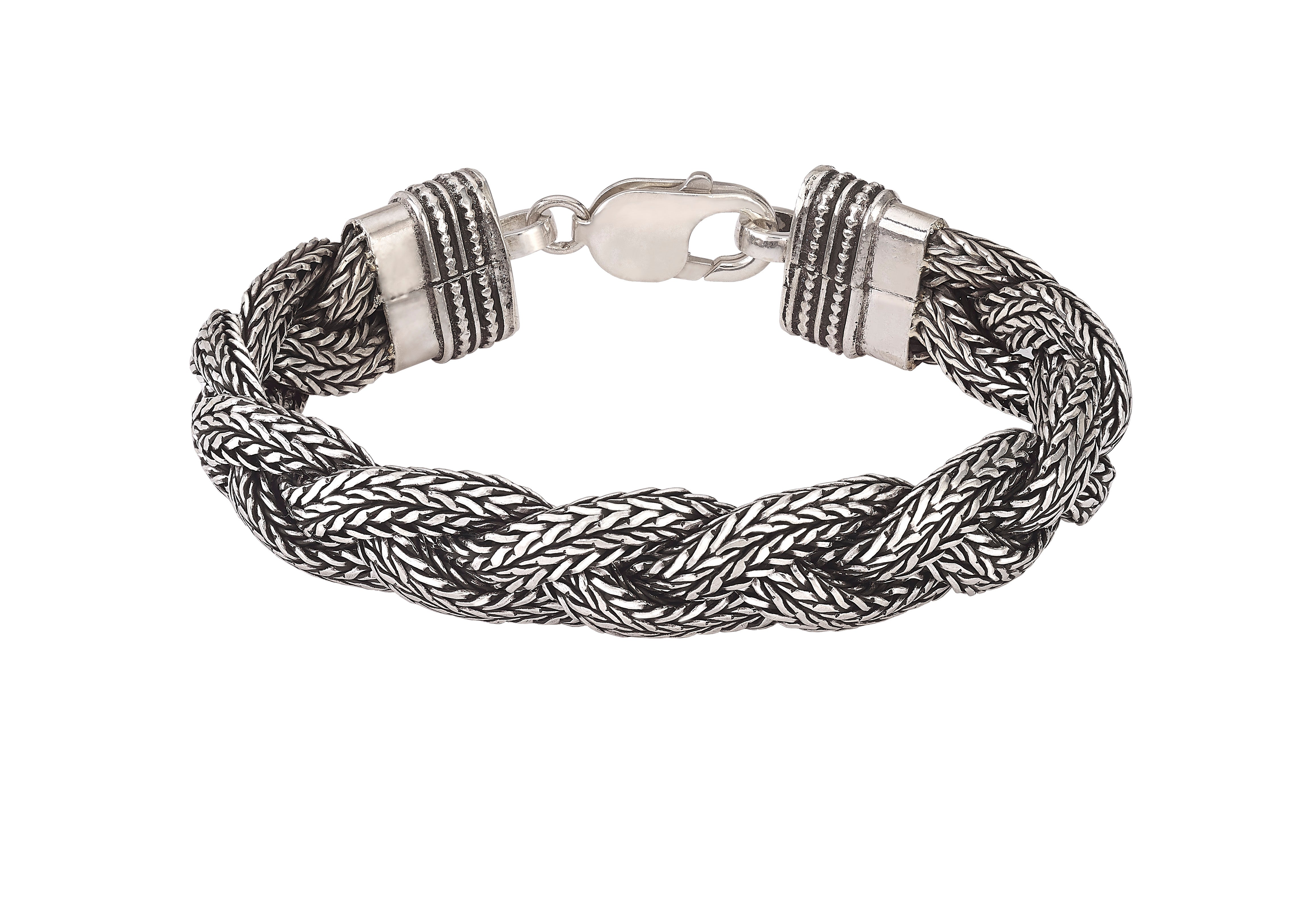 Sterling Silver Chunky Braided Multi Strand Men's Bracelet
