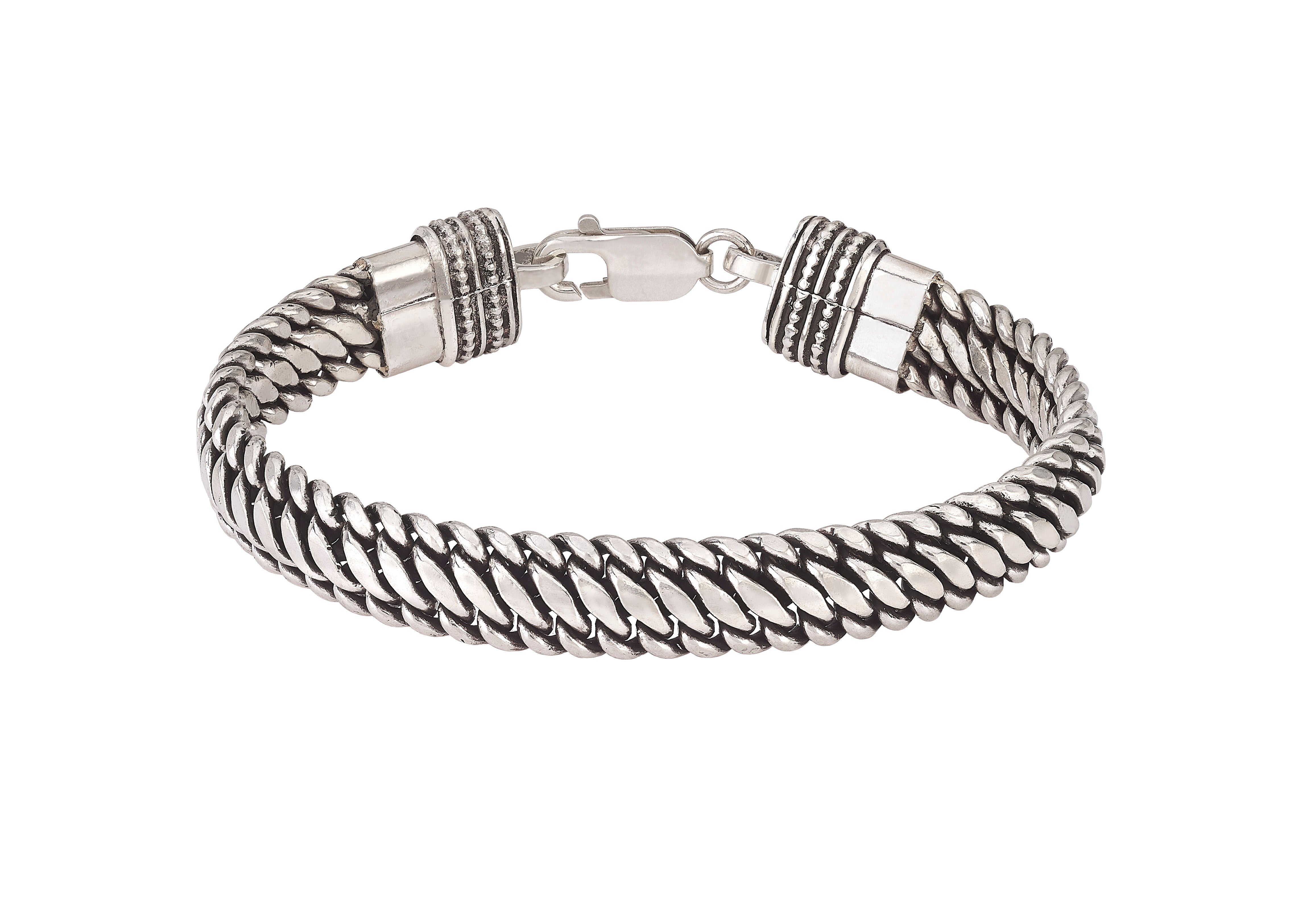 Sterling Silver Chunky Double-Row Rope Men's Bracelet