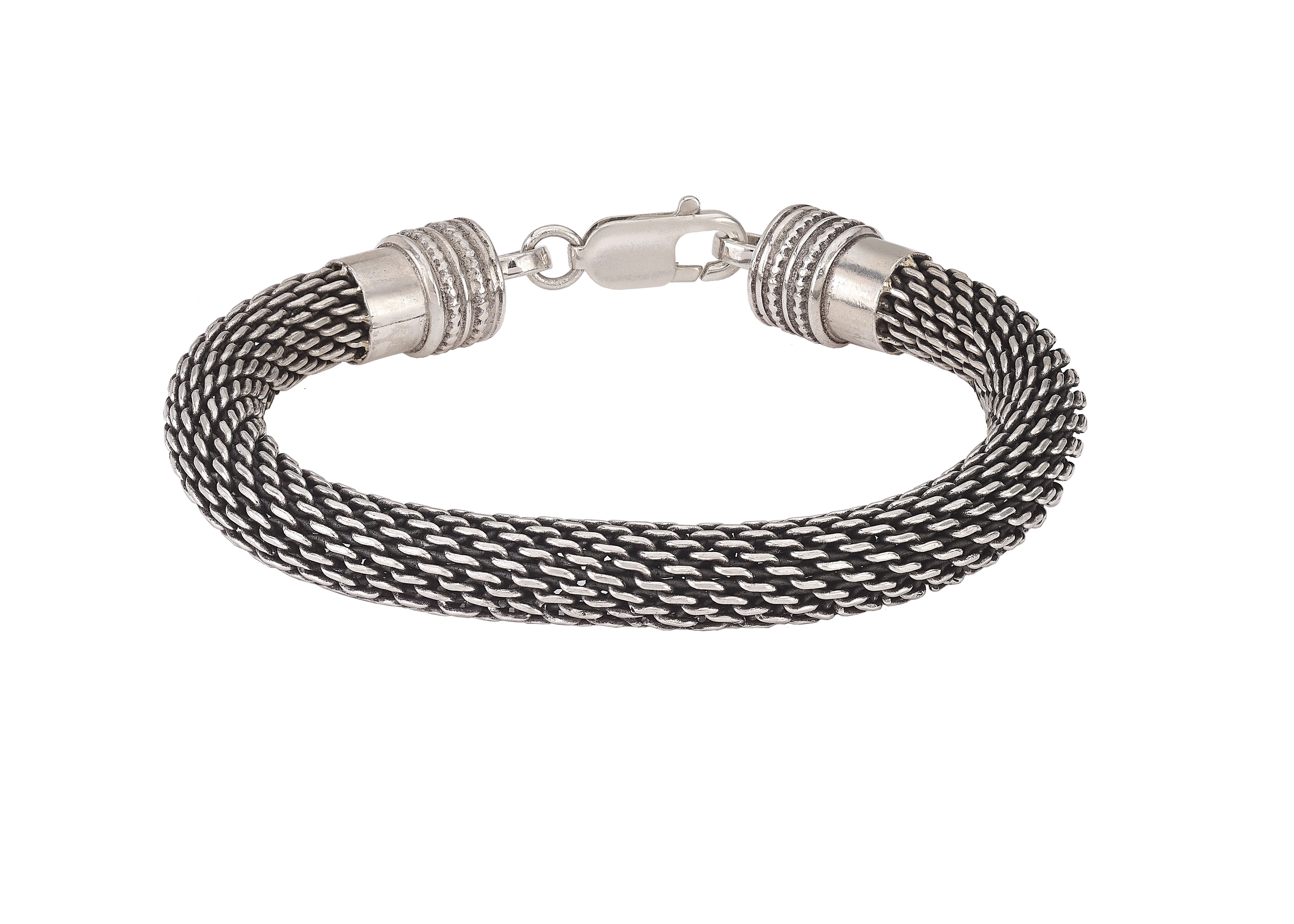 Sterling Silver Dense Mesh Men's Bracelet