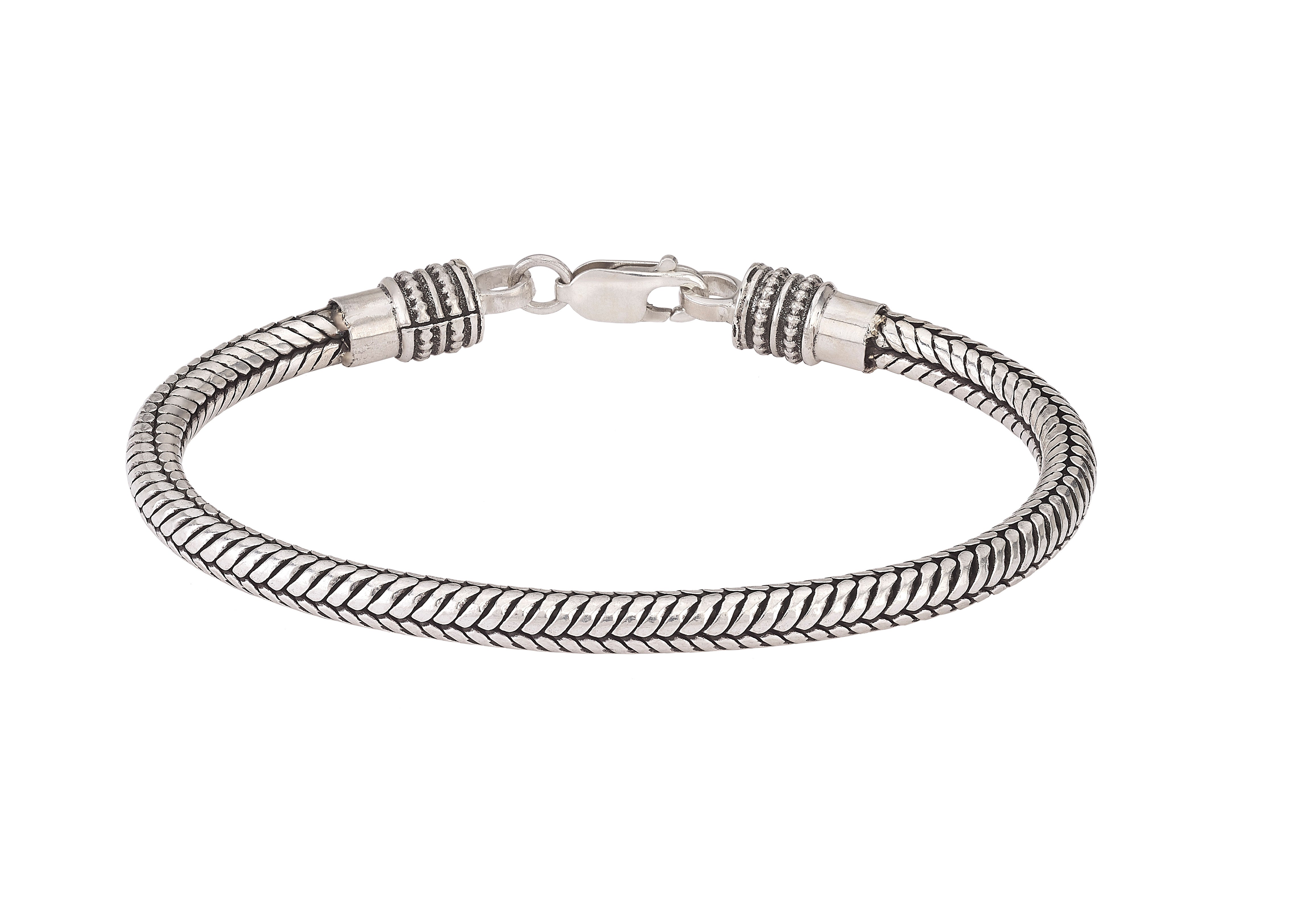 Sterling Silver Fine Tulang Naga Men's Bracelet