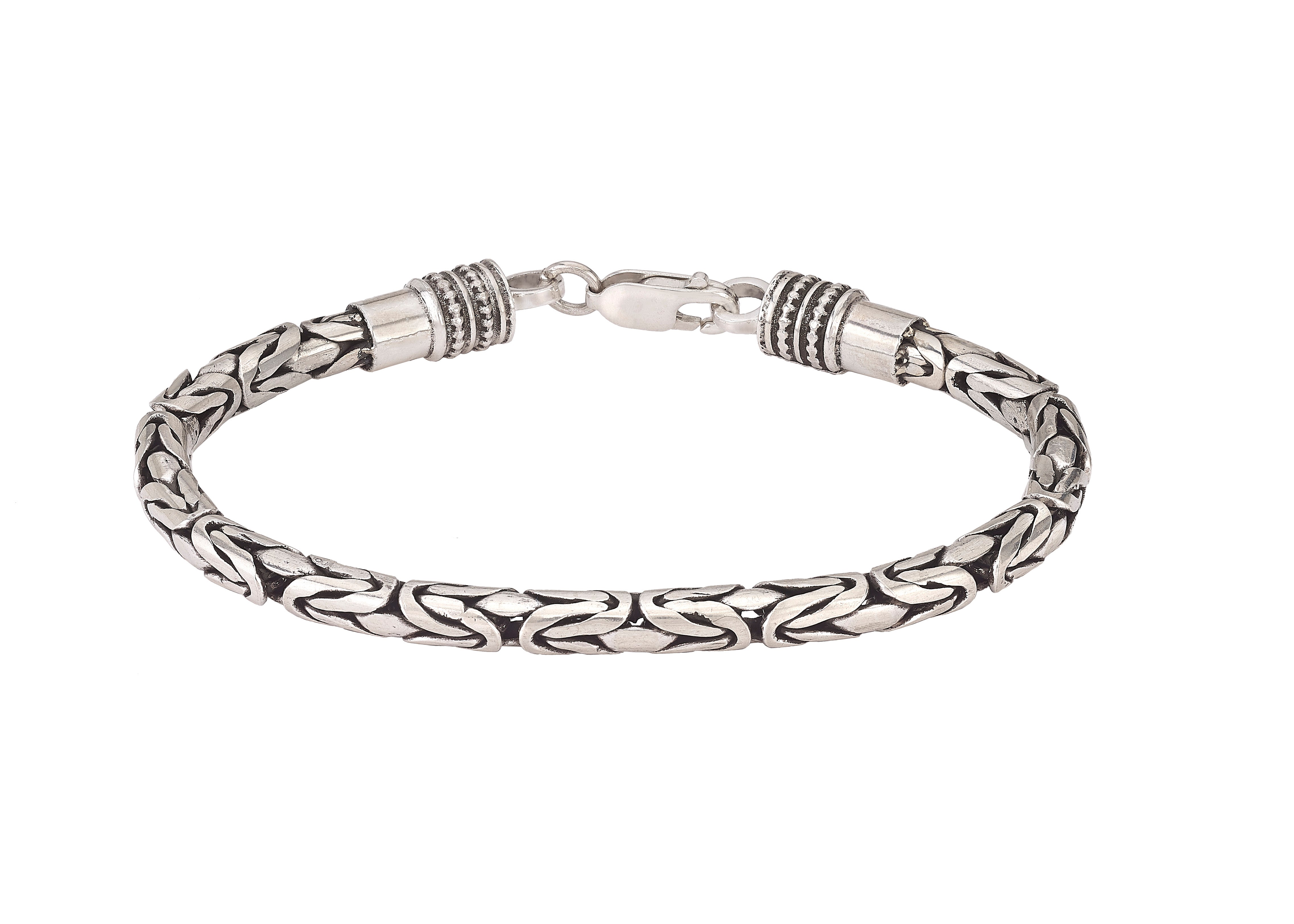 Sterling Silver Slim Byzantine Link Men's Bracelet