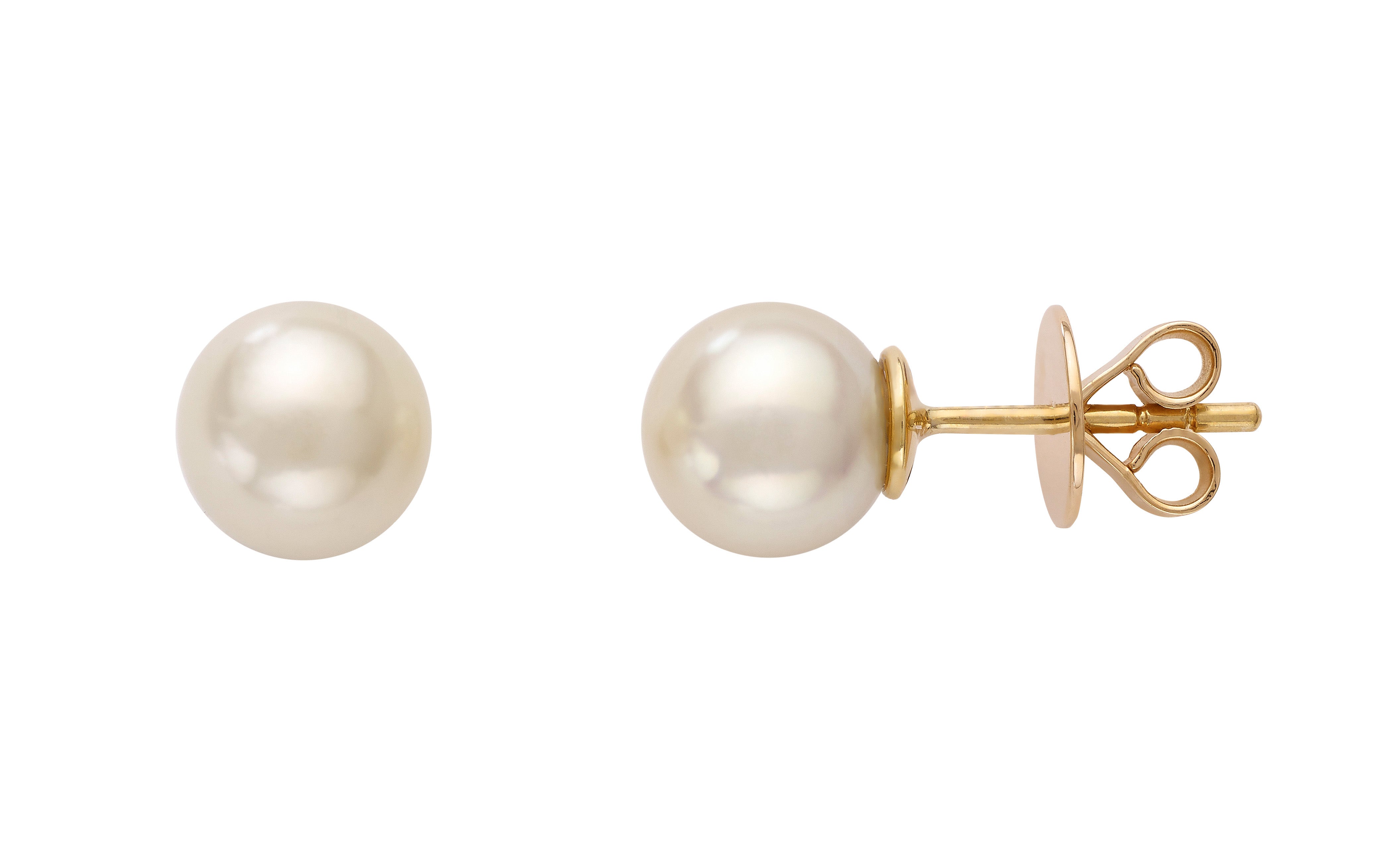 Simple Pearl Earrings - Yellow Gold Devam