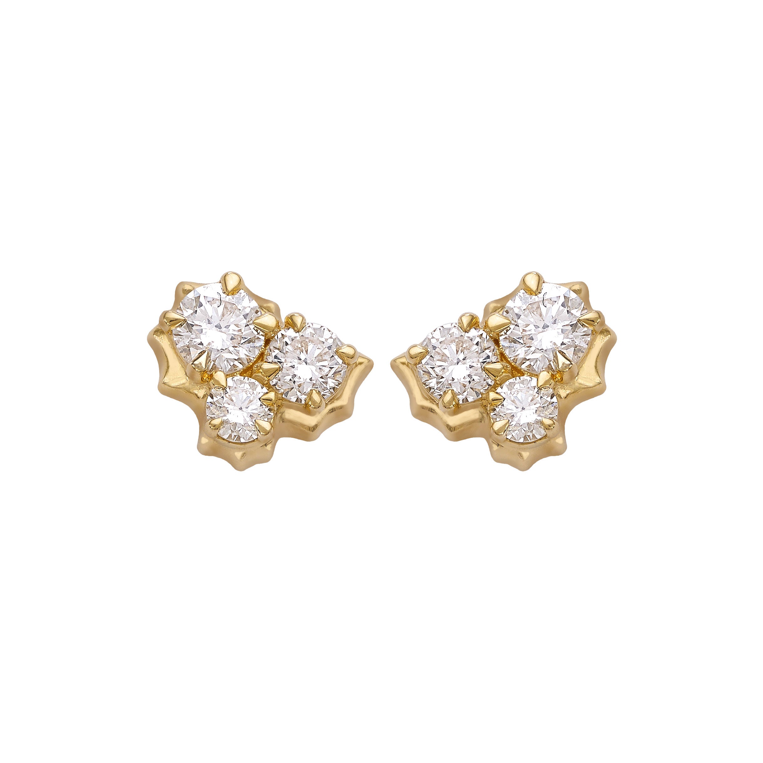 Clustered Diamond Earrrings - Yellow Gold Devam