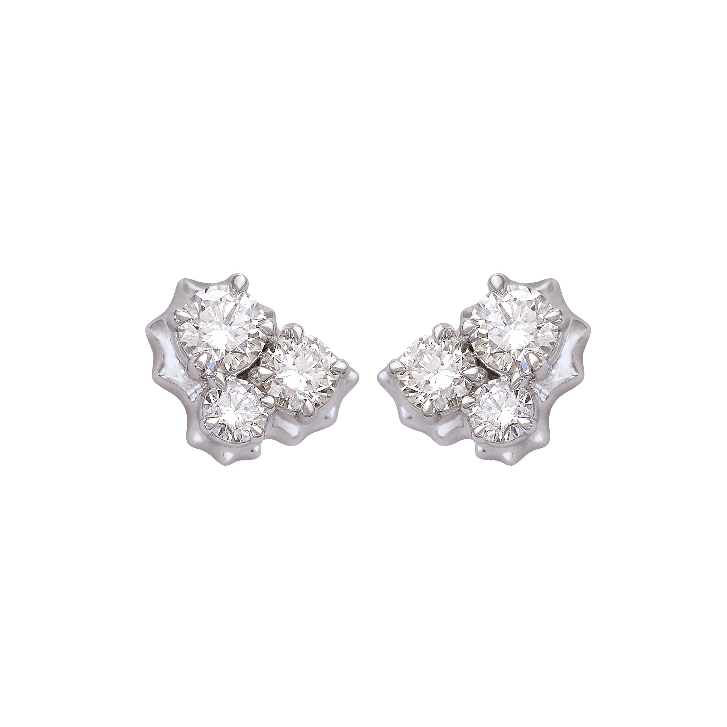 Clustered Diamond Earrrings - White Gold