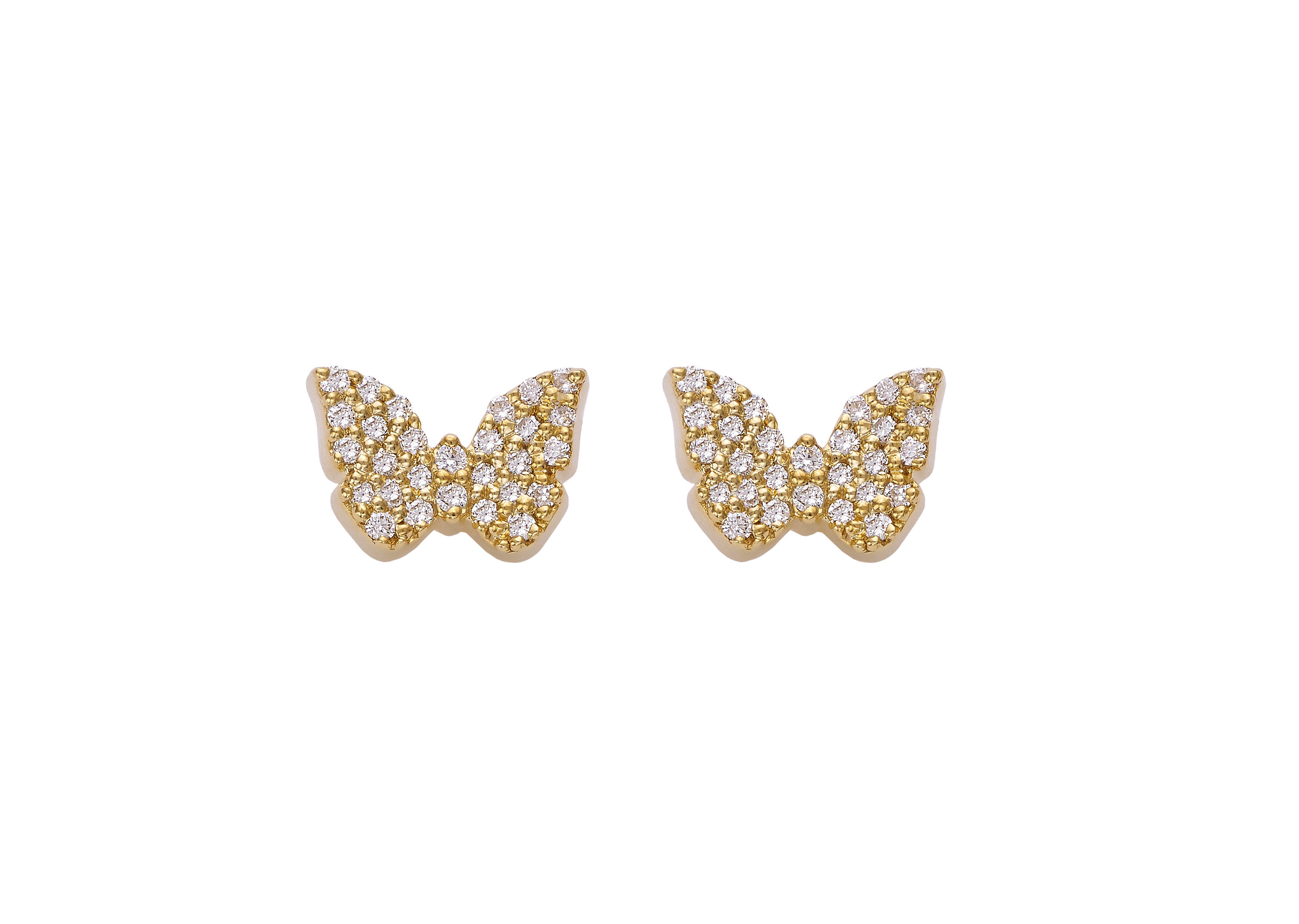 Baby Butterfly Earrings - Yellow Gold