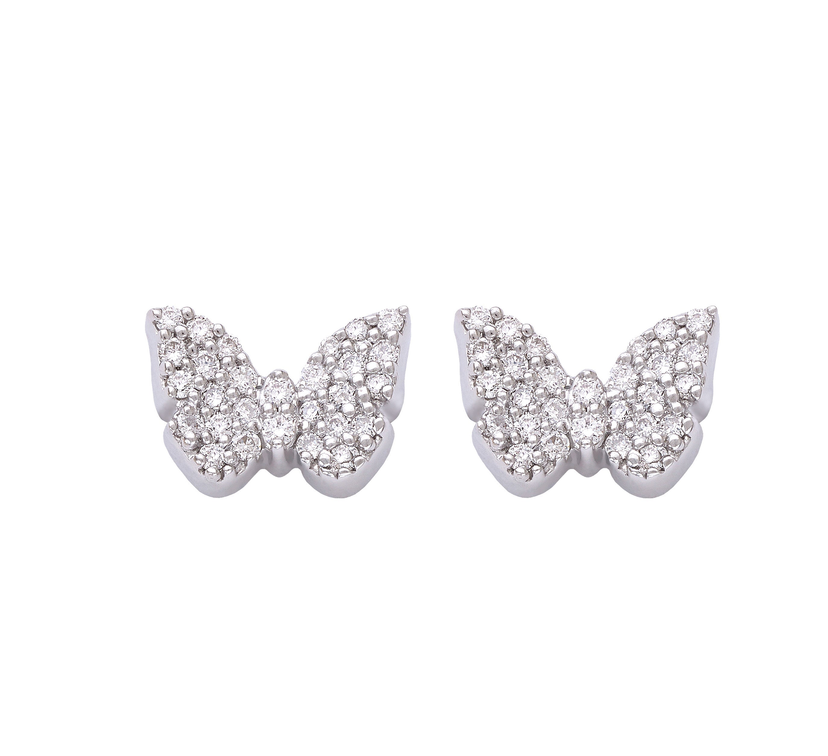 Butterflies White Gold Earrings