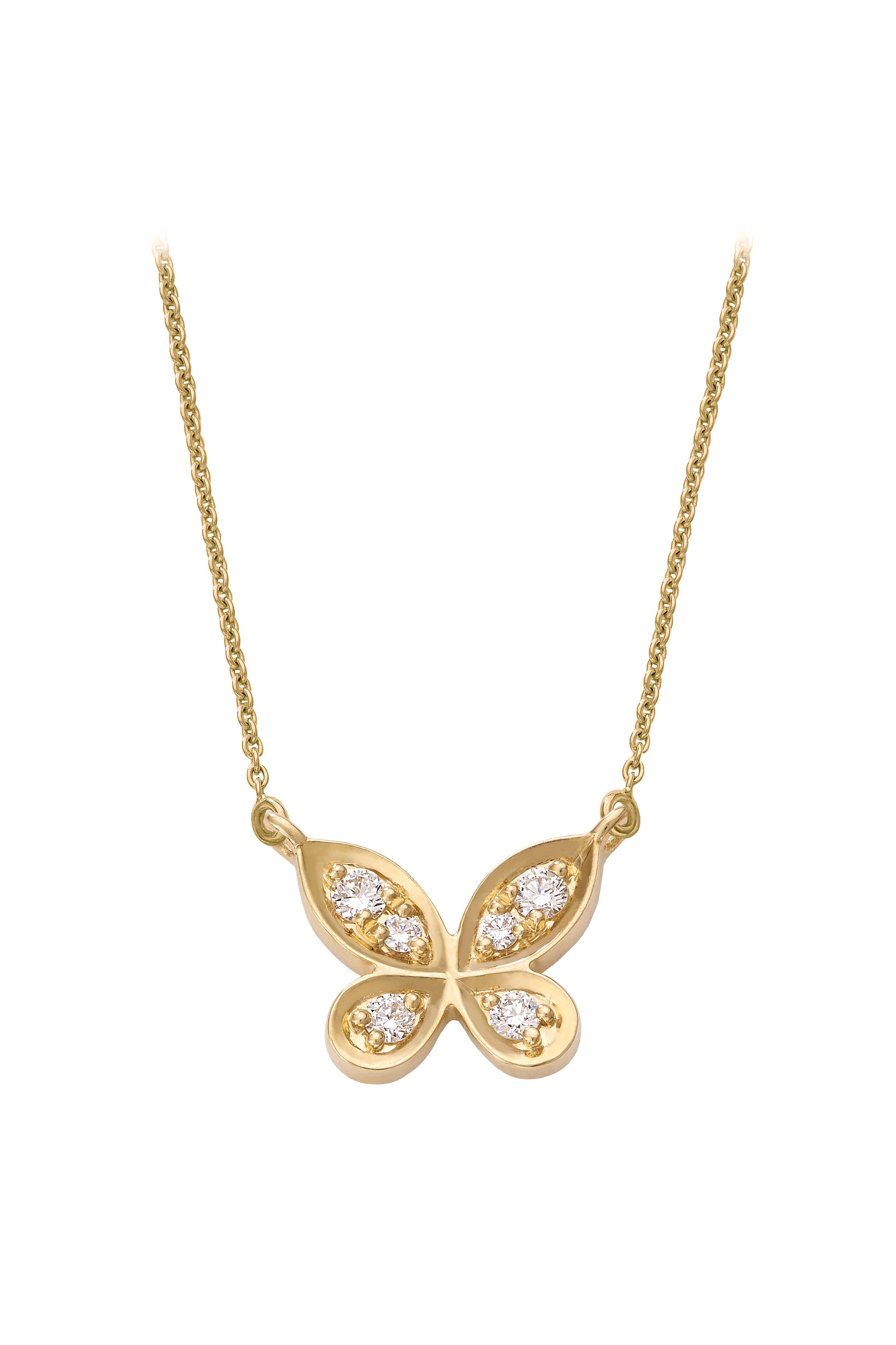 18k Yellow Gold Butterfly Diamond Pendant