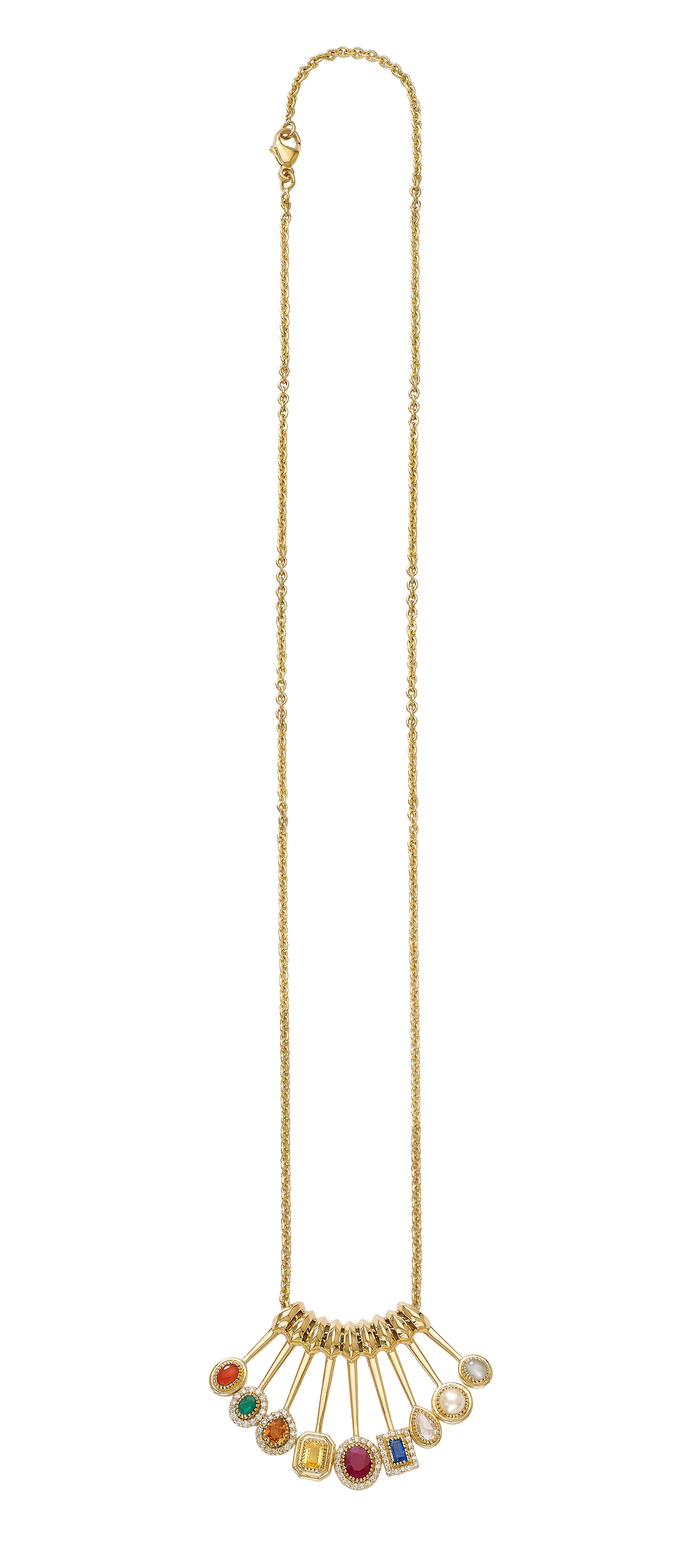 Navagraha Charm Necklace in 18k Yellow Gold