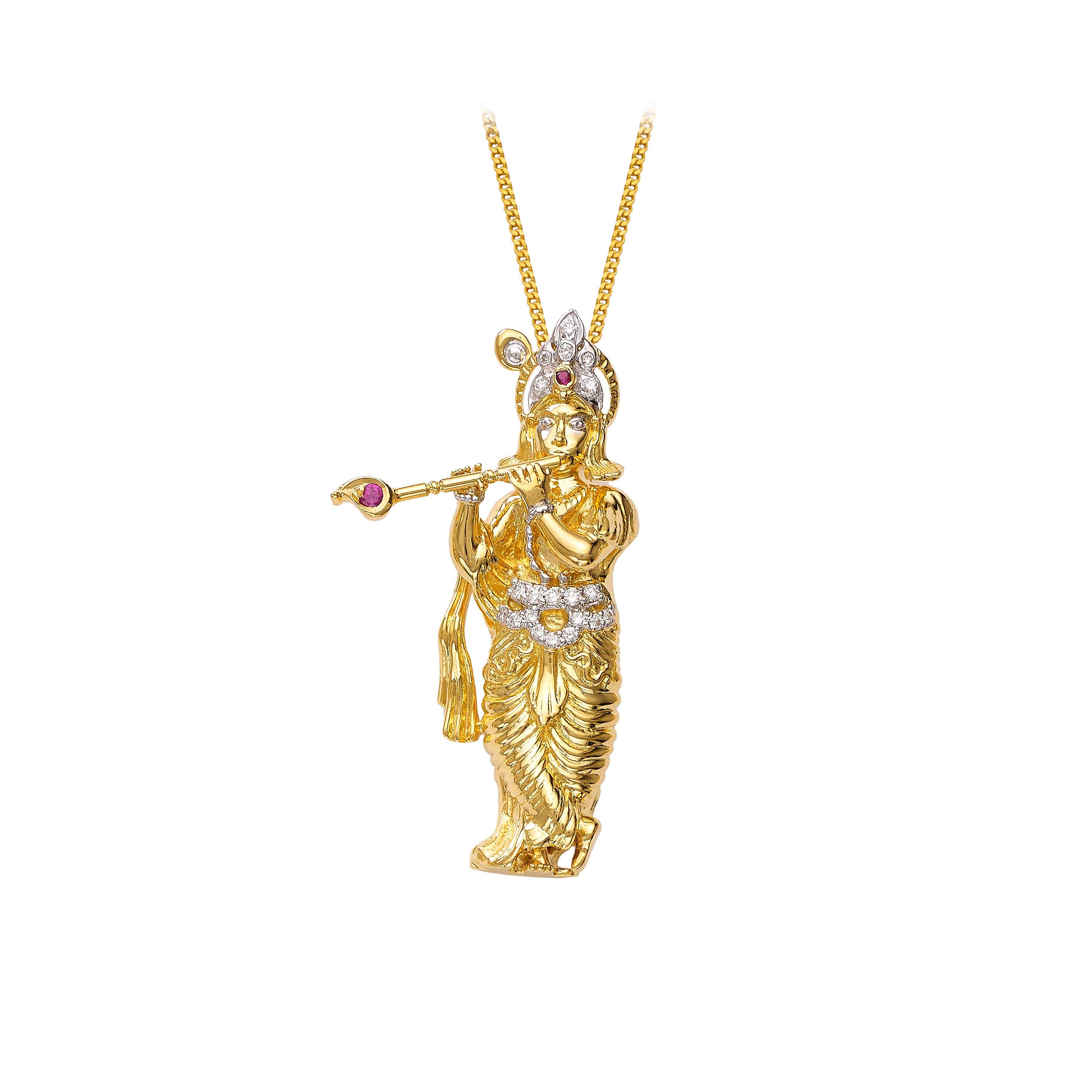 18k Gold Krishna Pendant