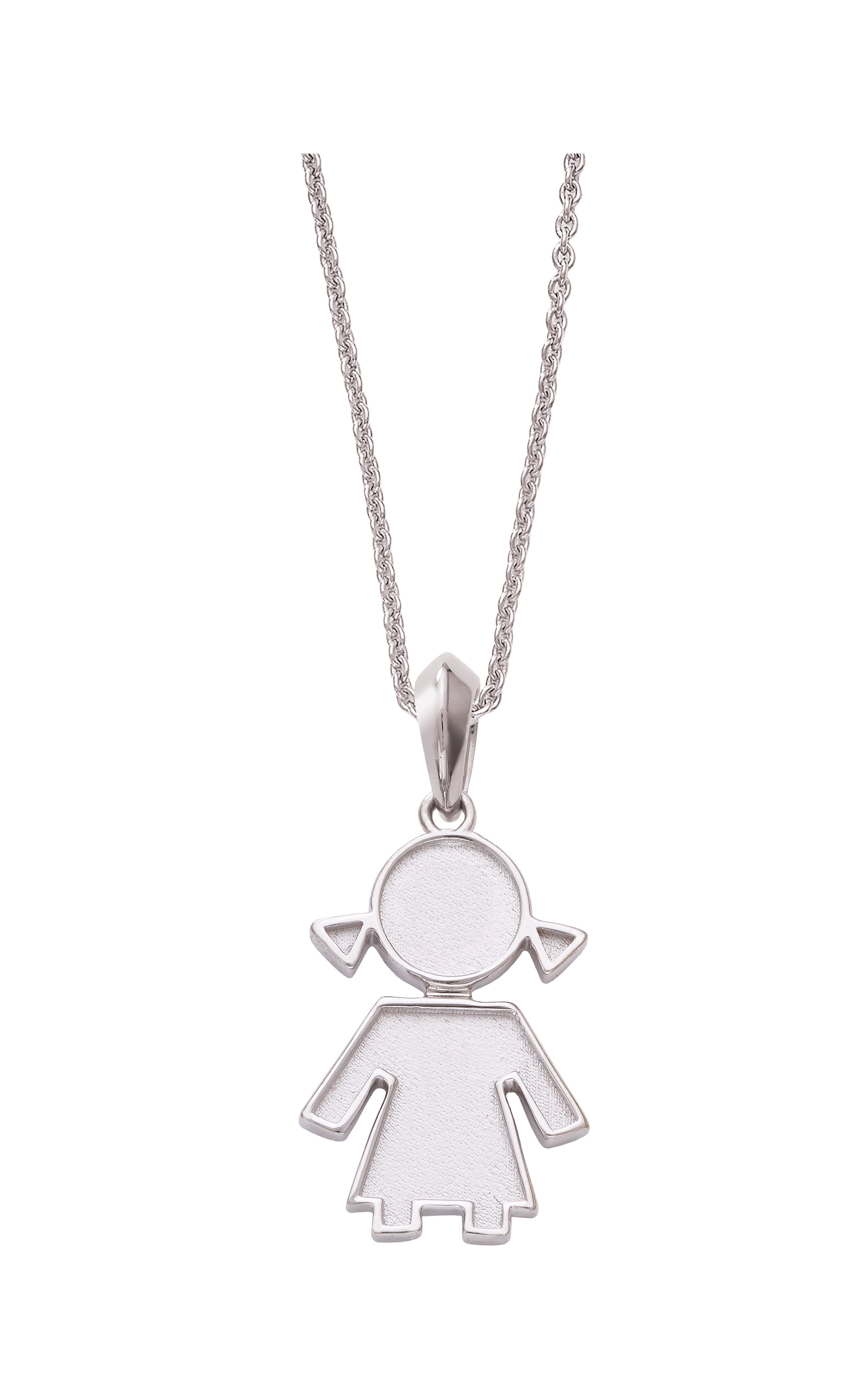 18k White Gold Girl Silhouette Pendant