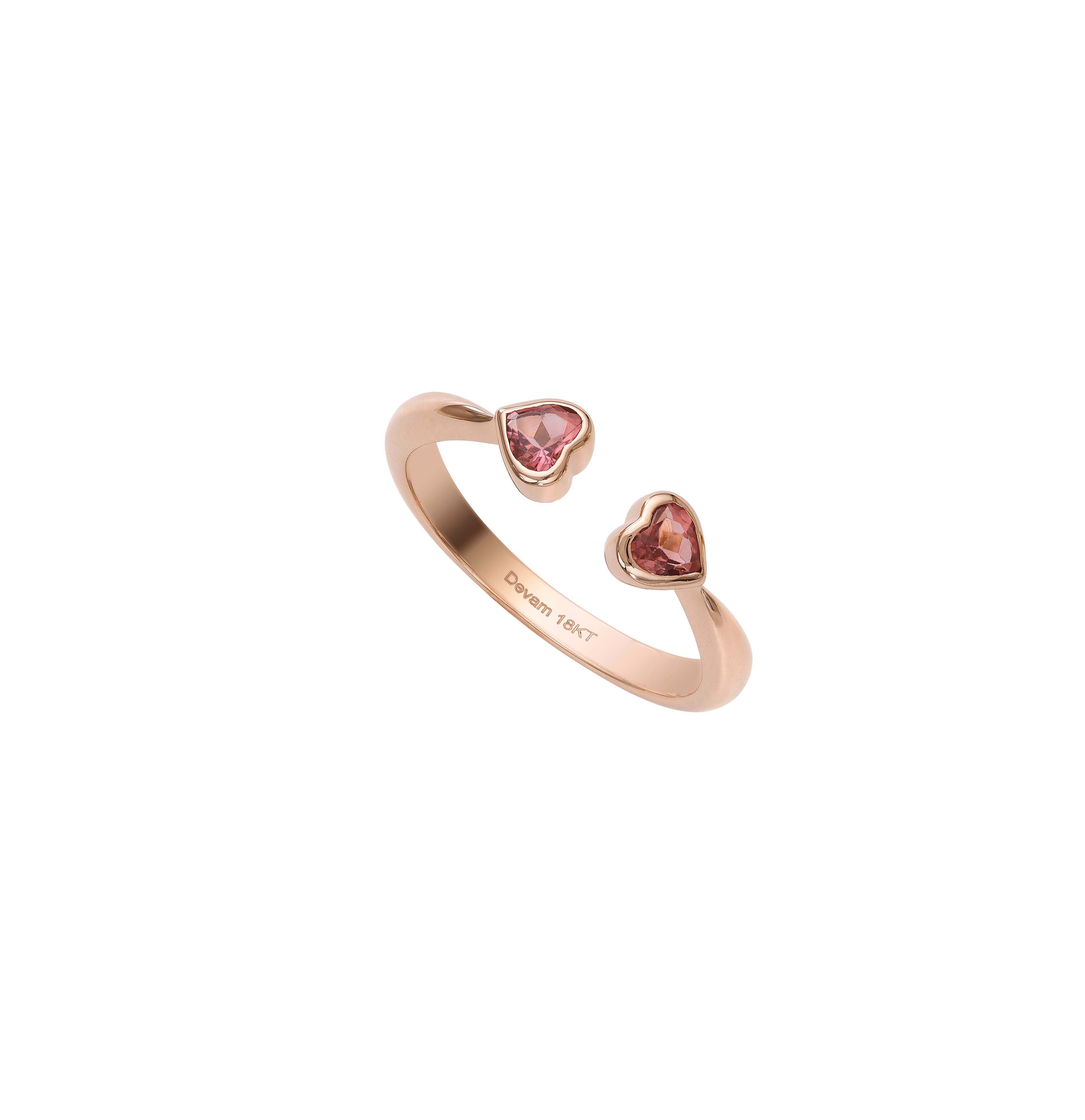 Shared Love Heart Ring - Pink Tourmoline