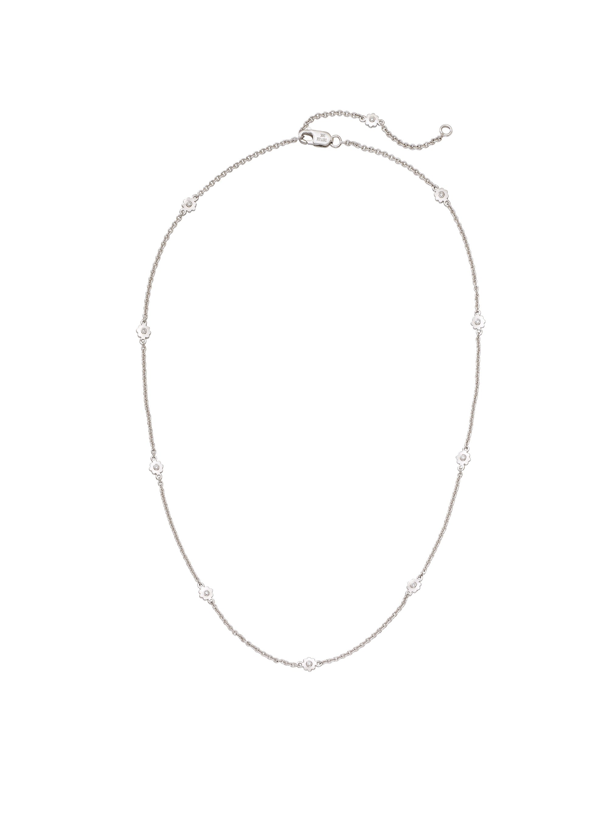 18KT White Gold Chain with White Round Diamonds