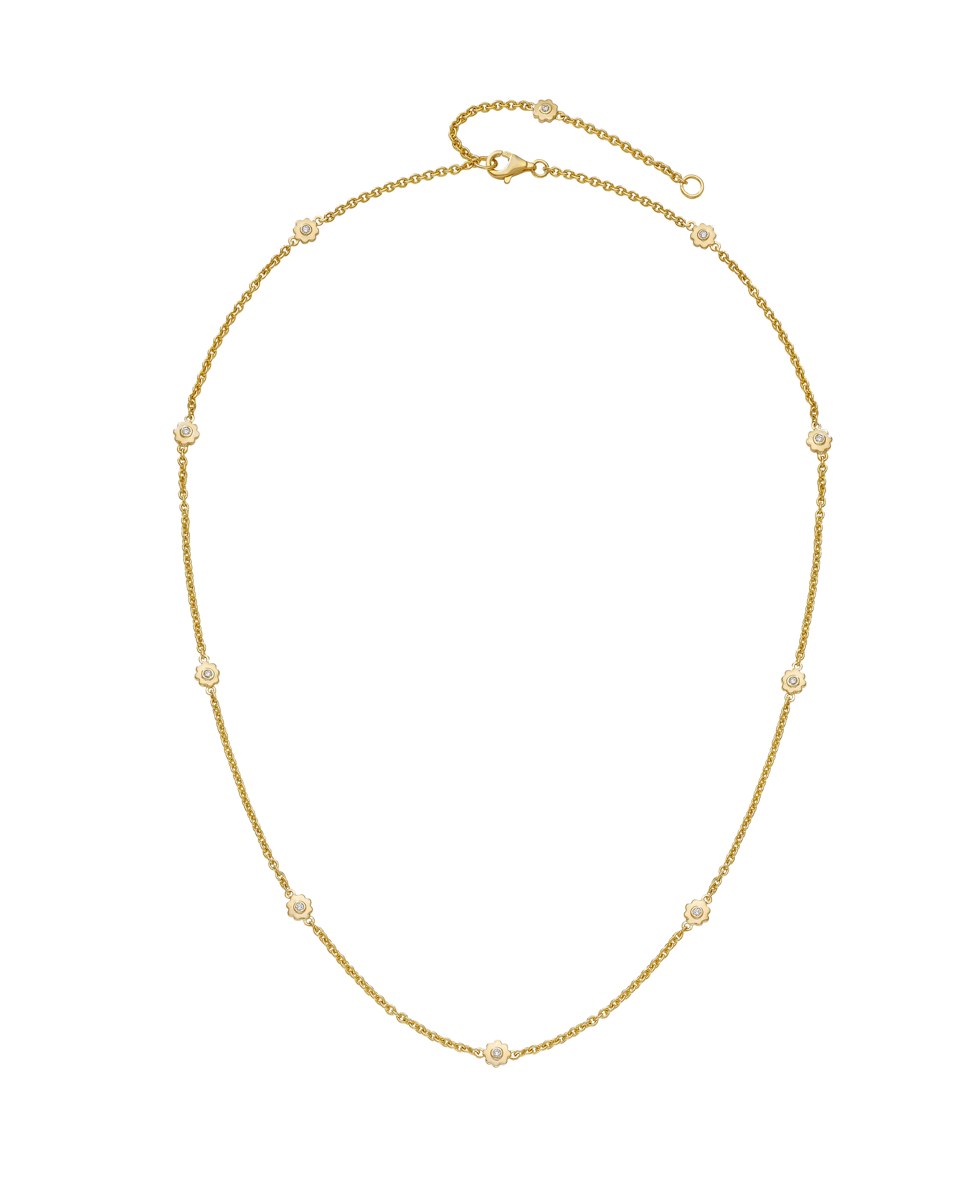 18KT Yellow Gold Chain with White Round Diamonds