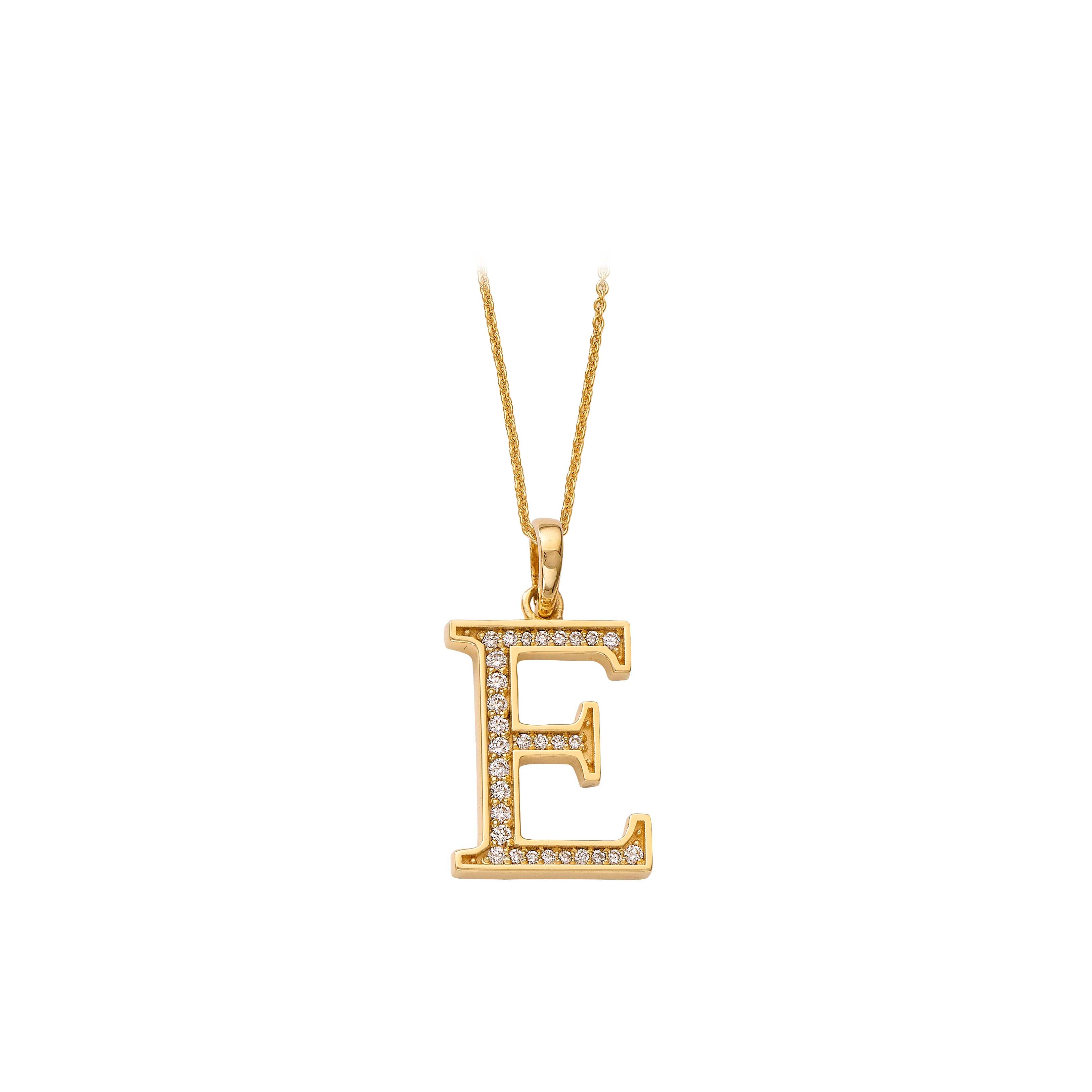 18k Yellow Gold "E" Pendant Devam