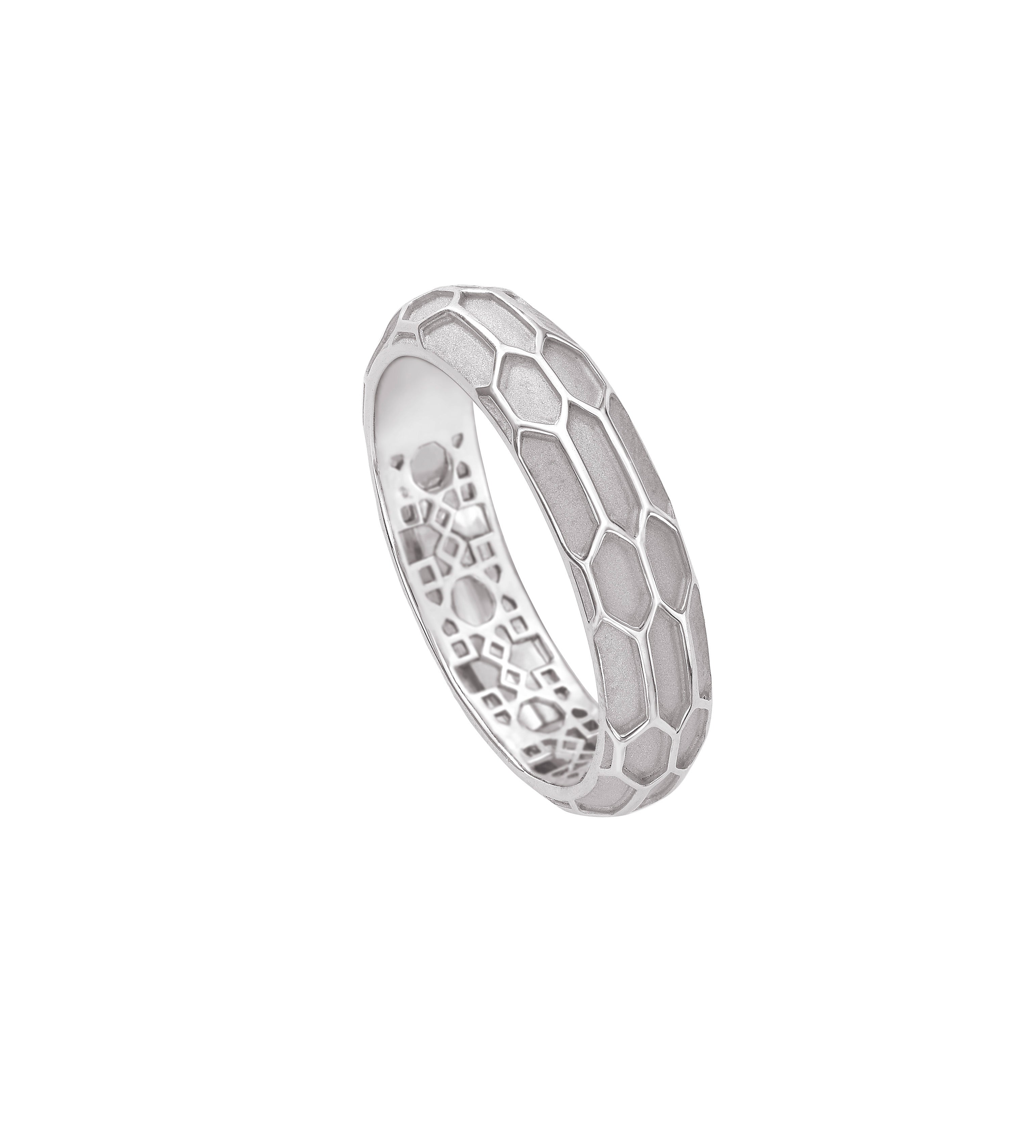 The Ophidian Scales Ring - White Gold