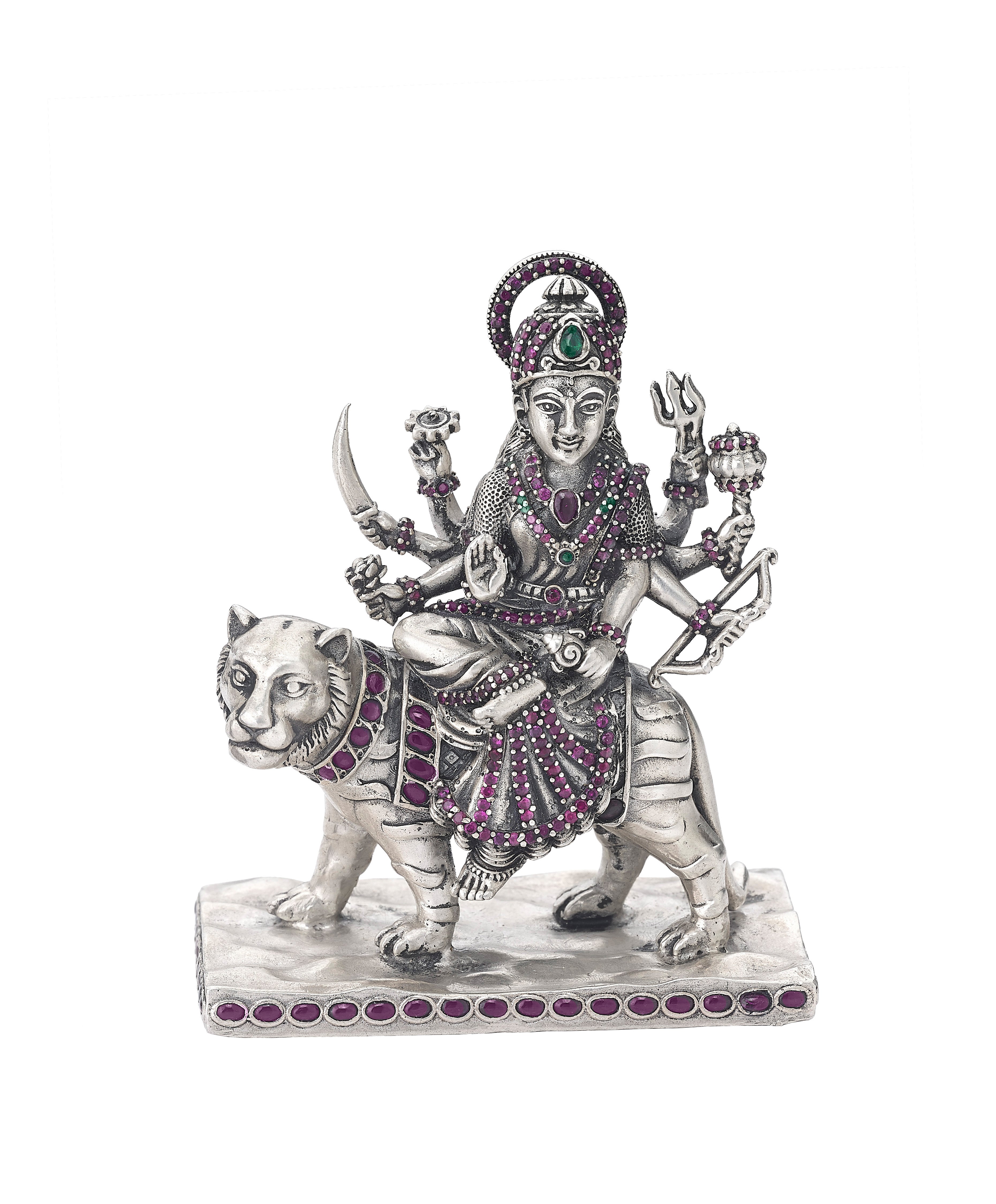 Handcrafted Sterling Silver Lord Maa Amica Statue