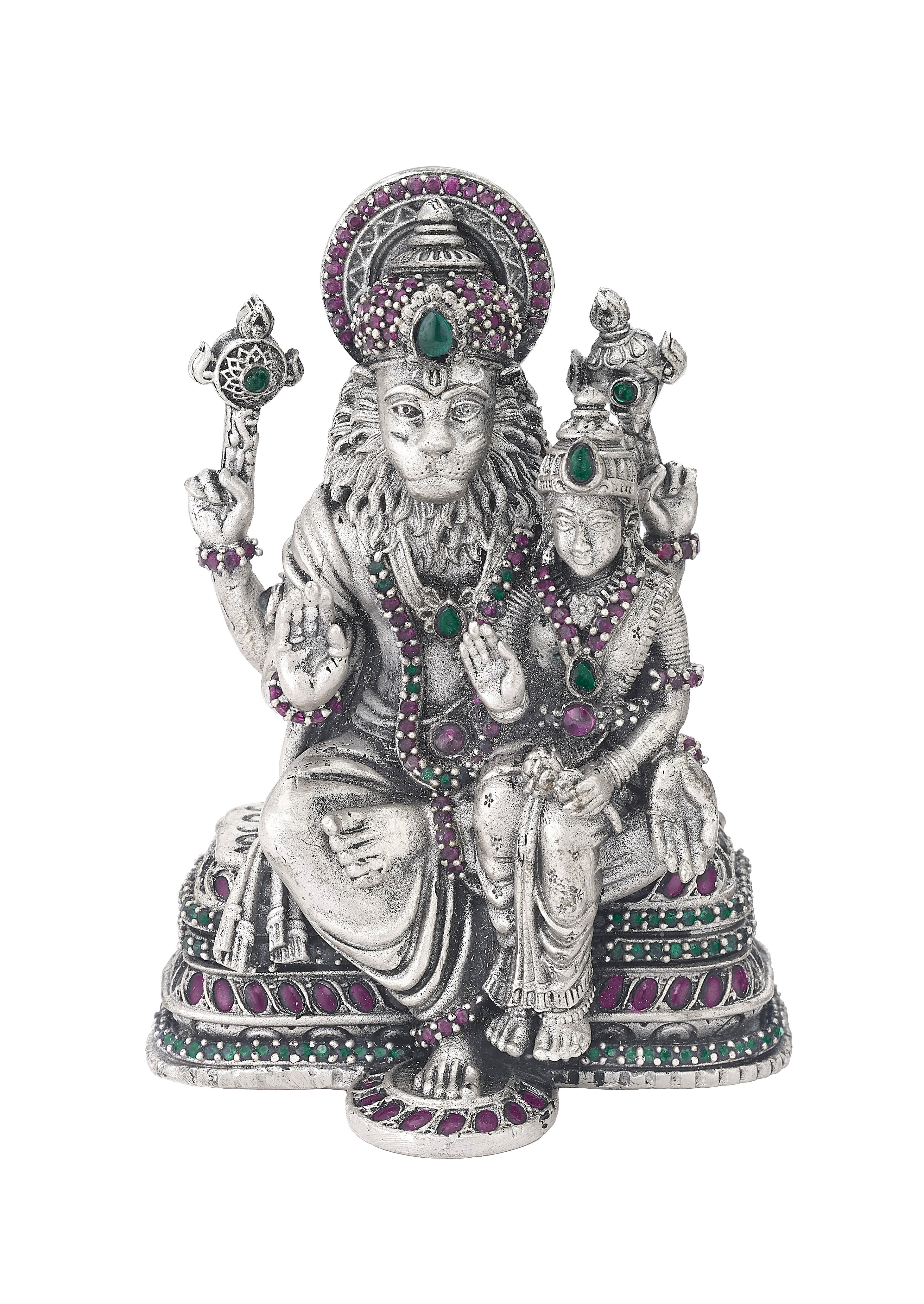 Handcrafted Sterling Silver Lord Narsimha Statue