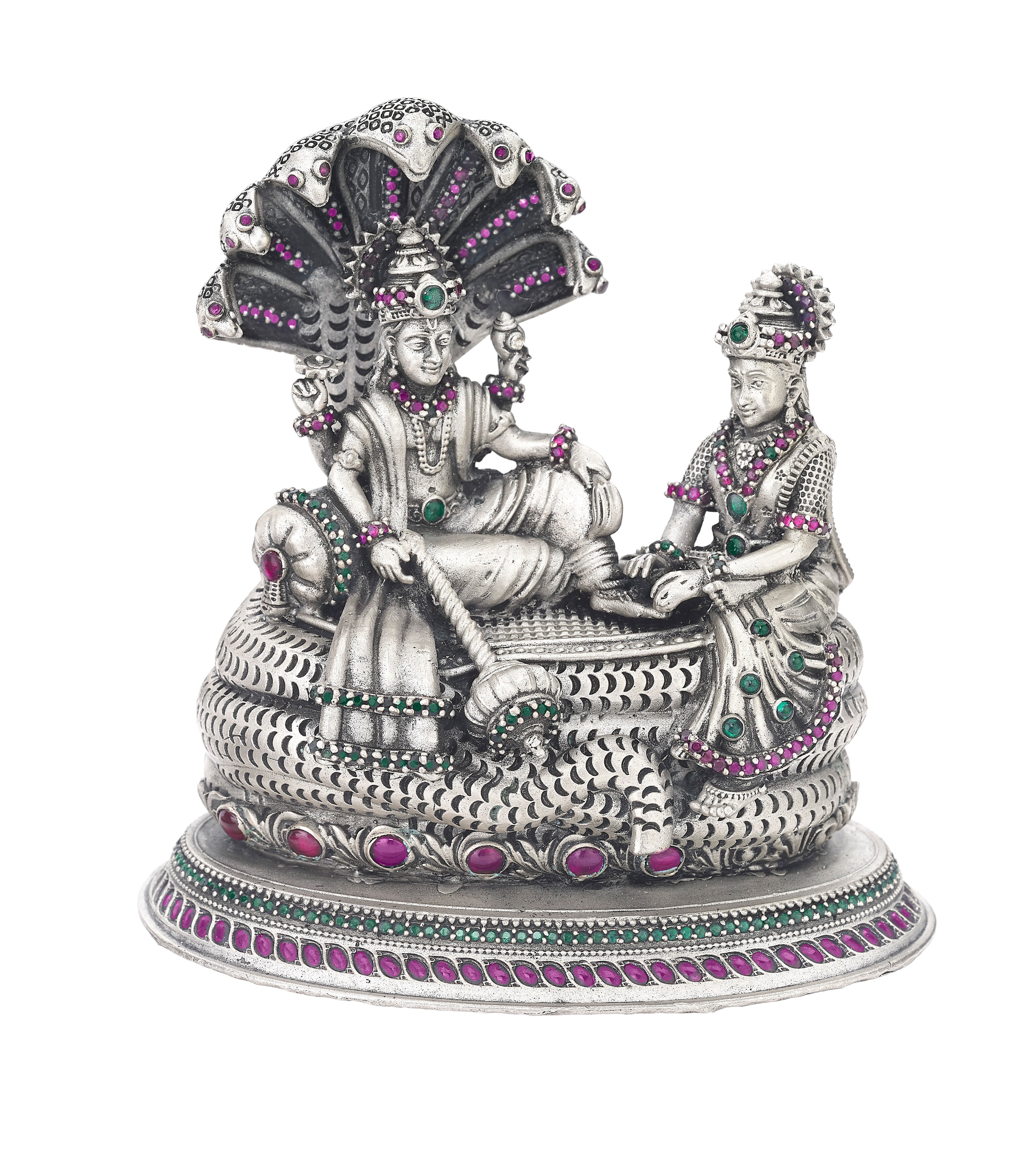 Handcrafted Sterling Silver Lord Vishnu Sculpture