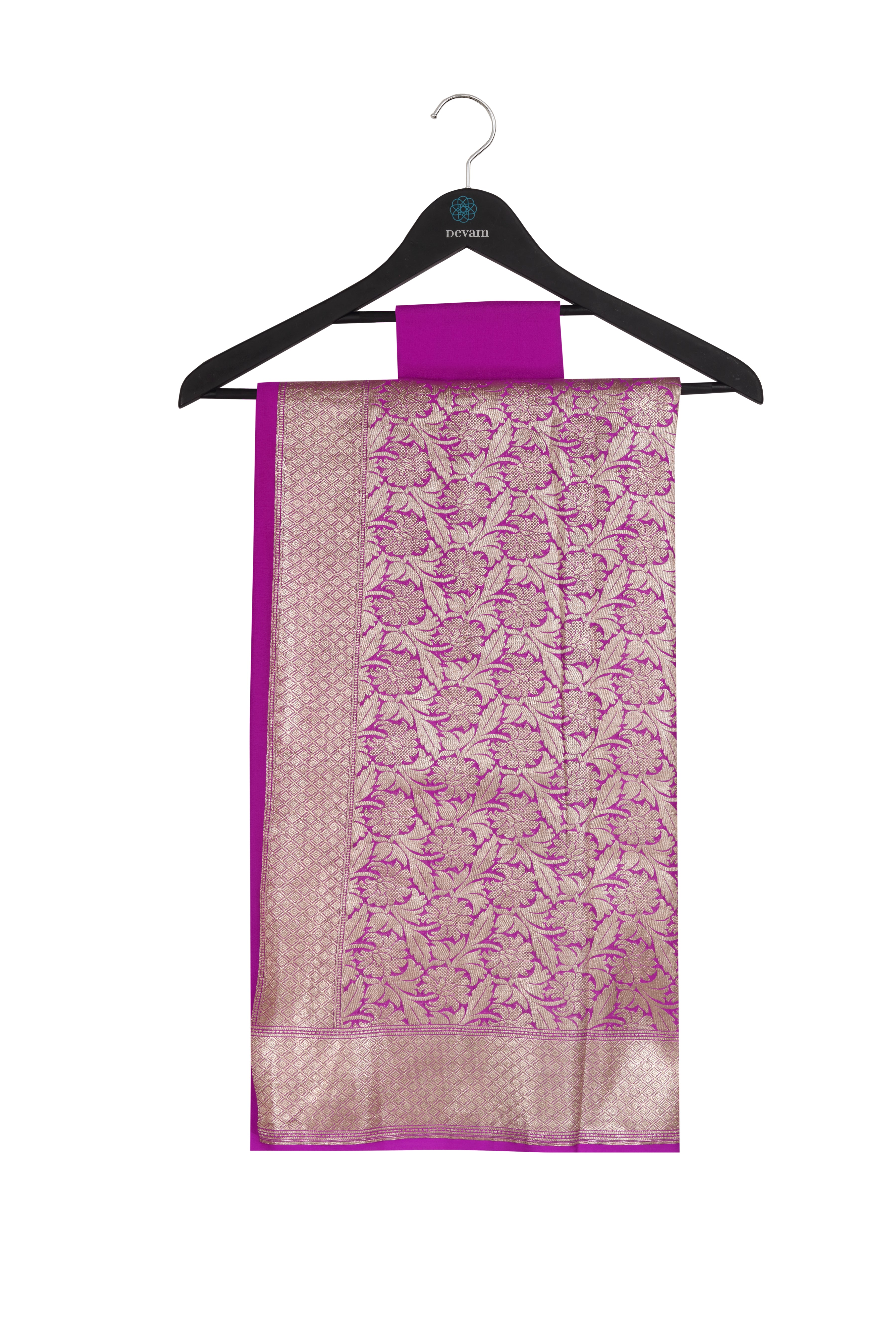 Purple & Golden Georgette Banarasi Saree Devam