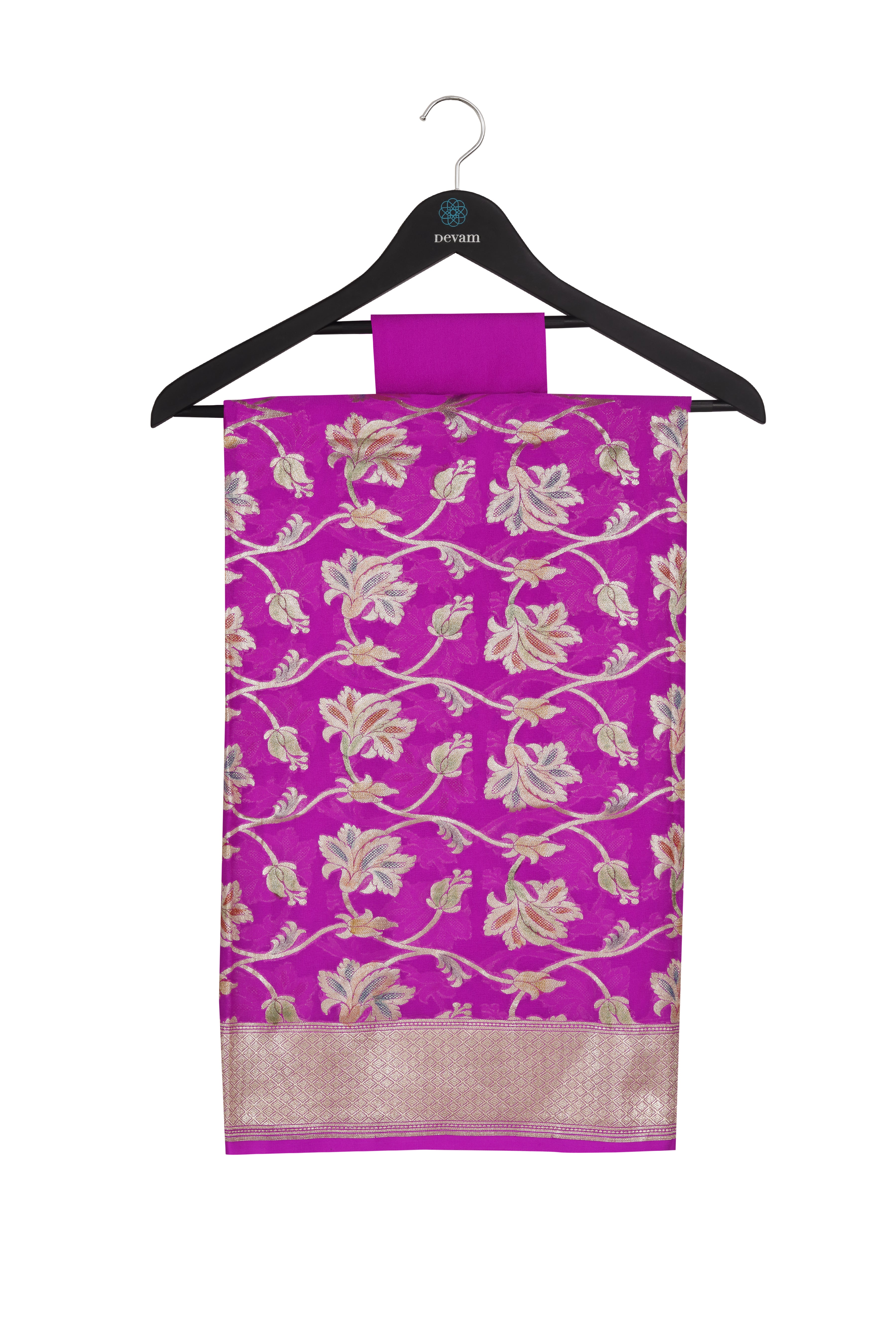 Purple & Golden Georgette Banarasi Saree Devam
