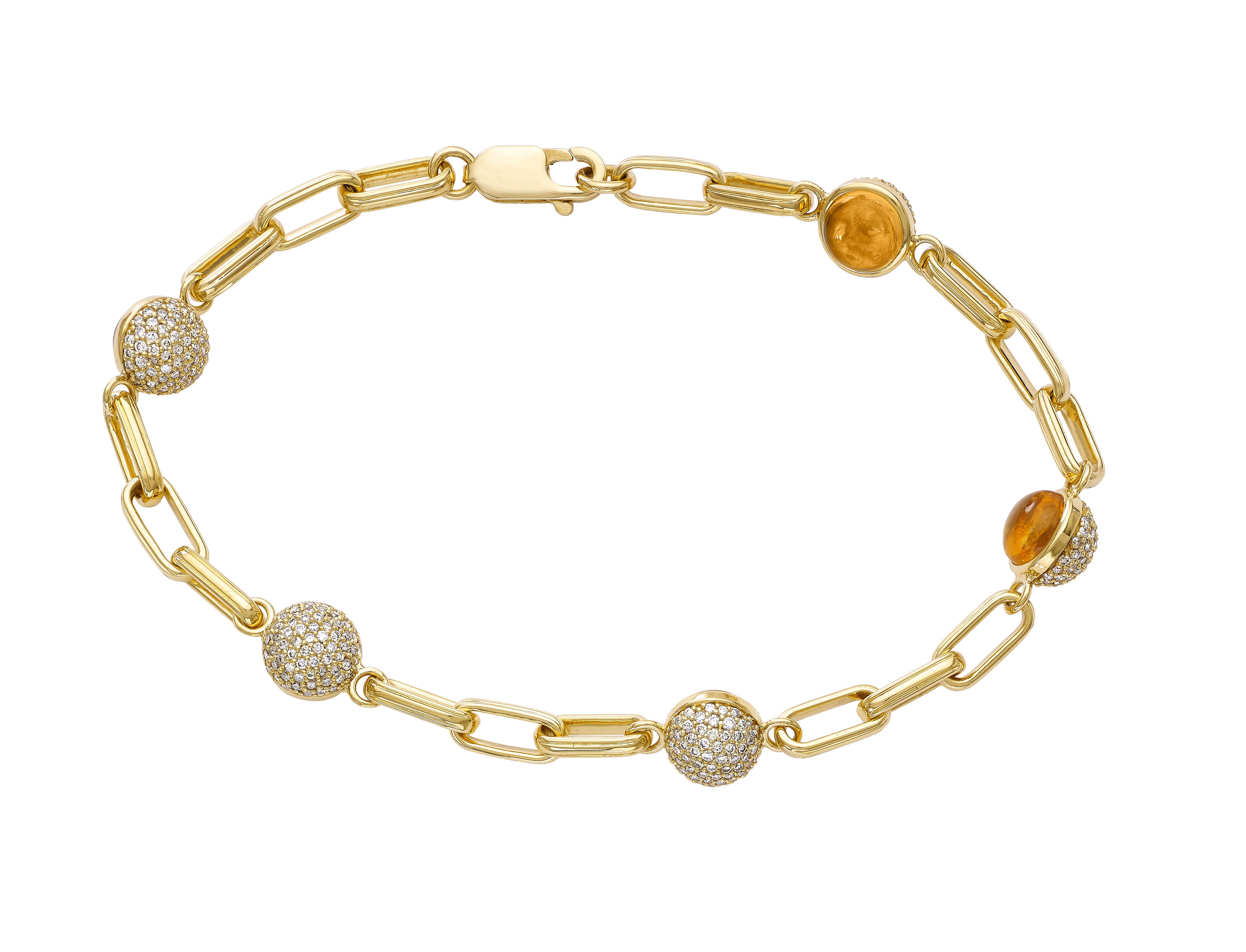 Devam Signature-Link BEADS Bracelet - Citrine  Champagne Diamonds