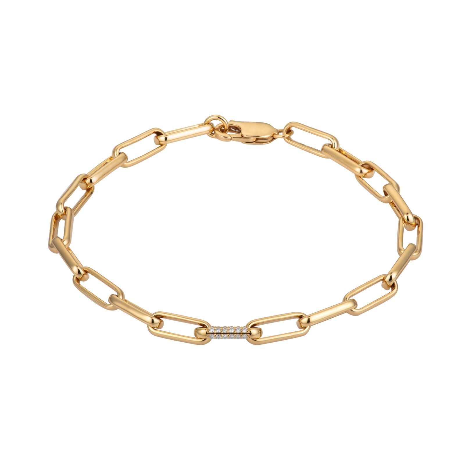 Diamond Highlight Gold Link Bracelet