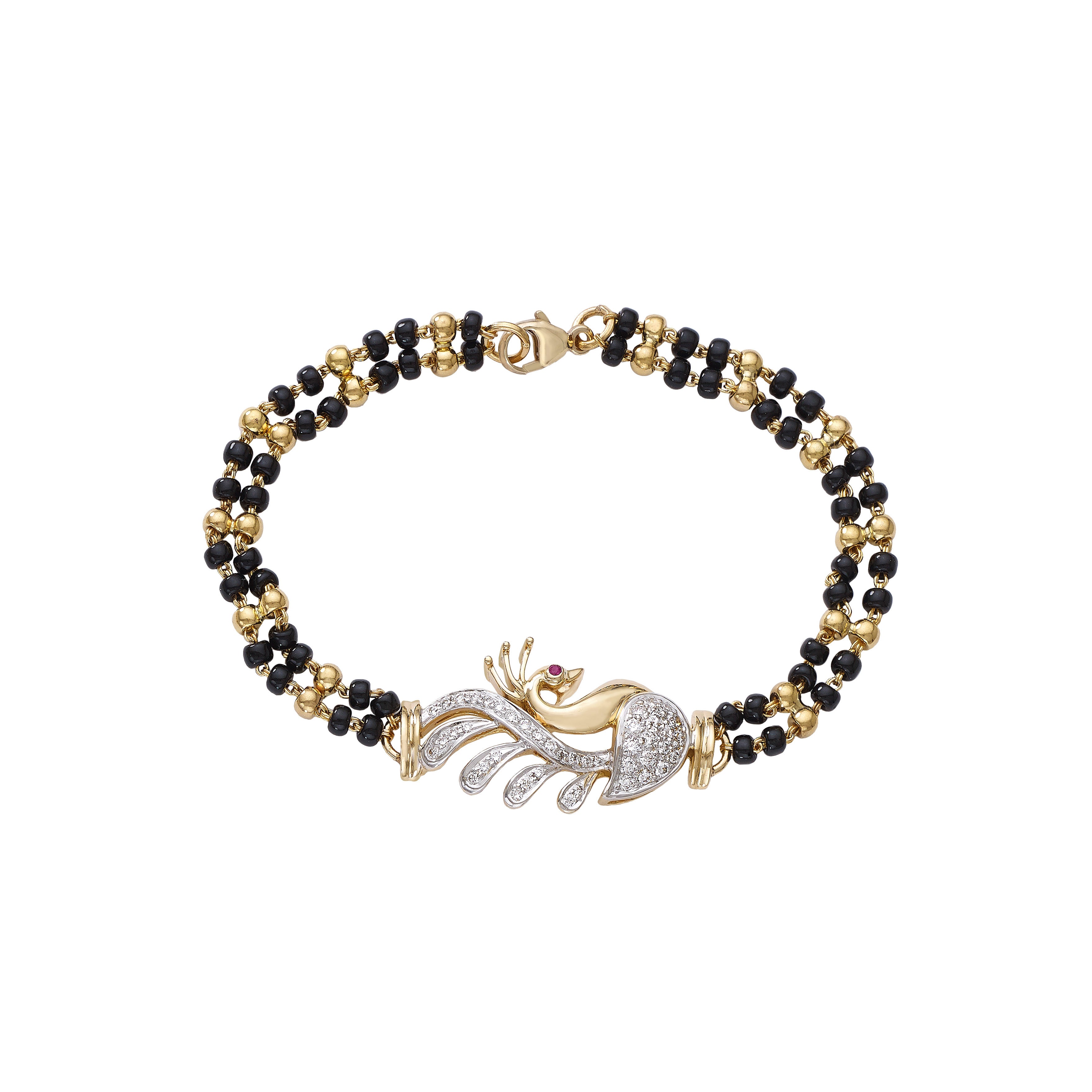 Diamond Peacock Mangalsutra Bracelet