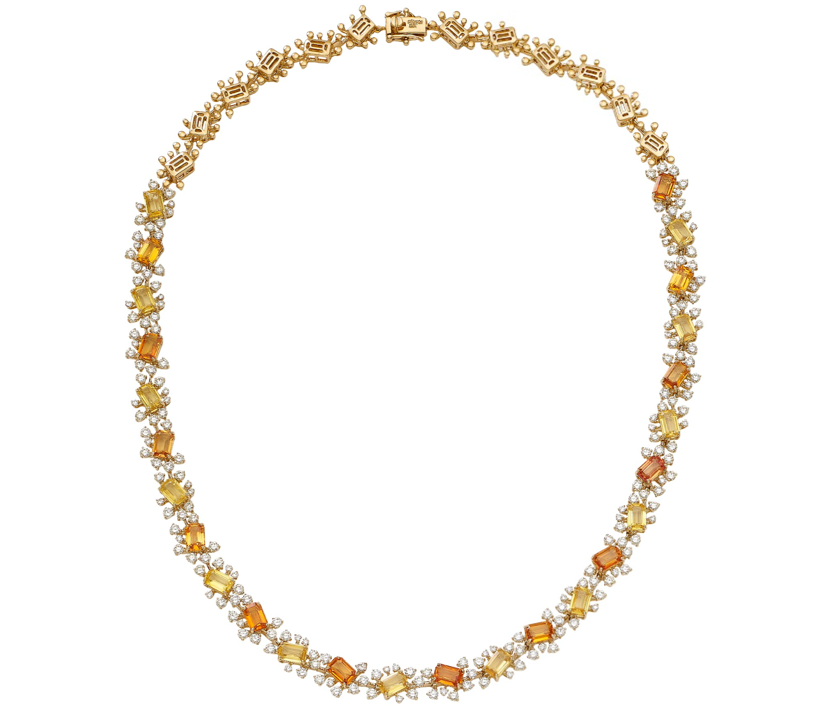 Golden Sapphire & Diamond Line Necklace Devam
