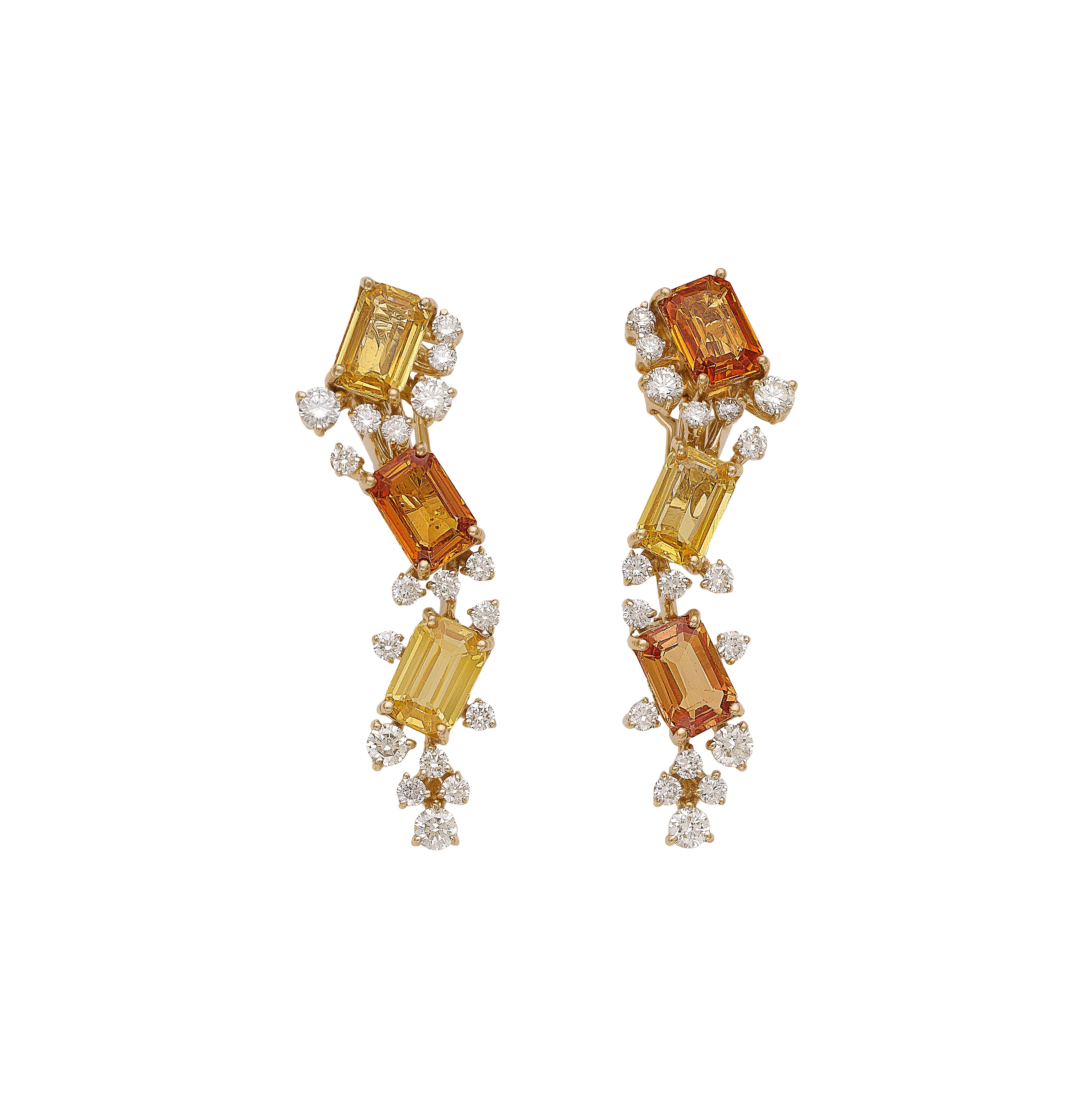 Sapphire & Diamond Cascade Earrings