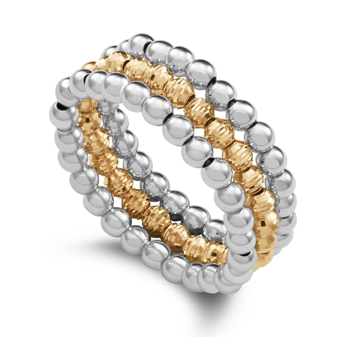 The Three-Row Flex Ring Platinum & Gold Large Devam