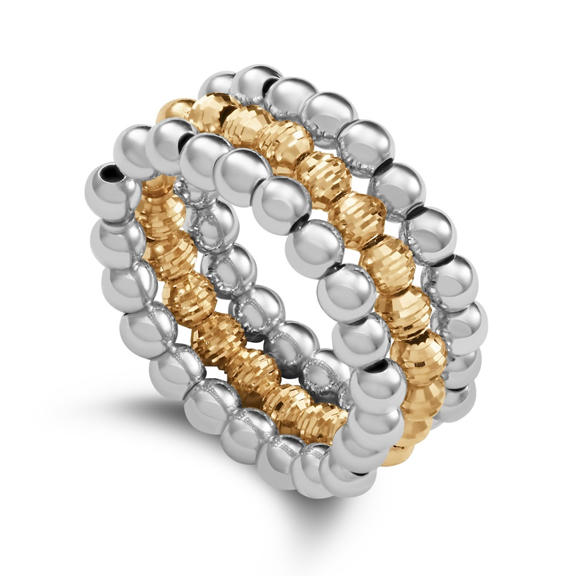 The Three-Row Flex Ring Platinum & Yellow Gold  Small Devam