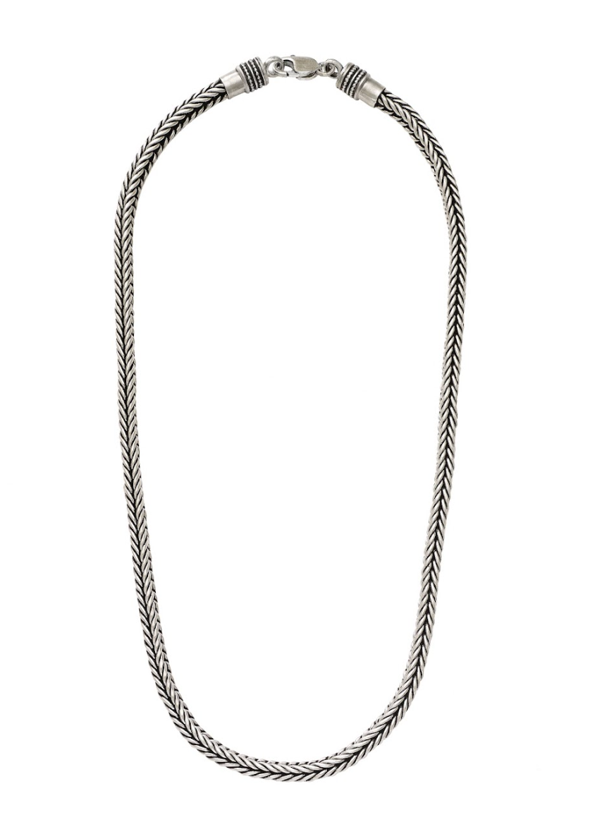 Squared Silver Foxtail Chain Necklace