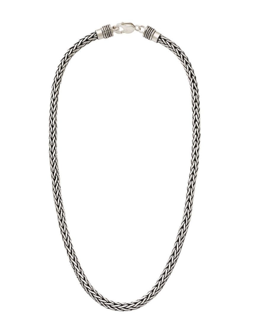 Mens Braided Silver Chain