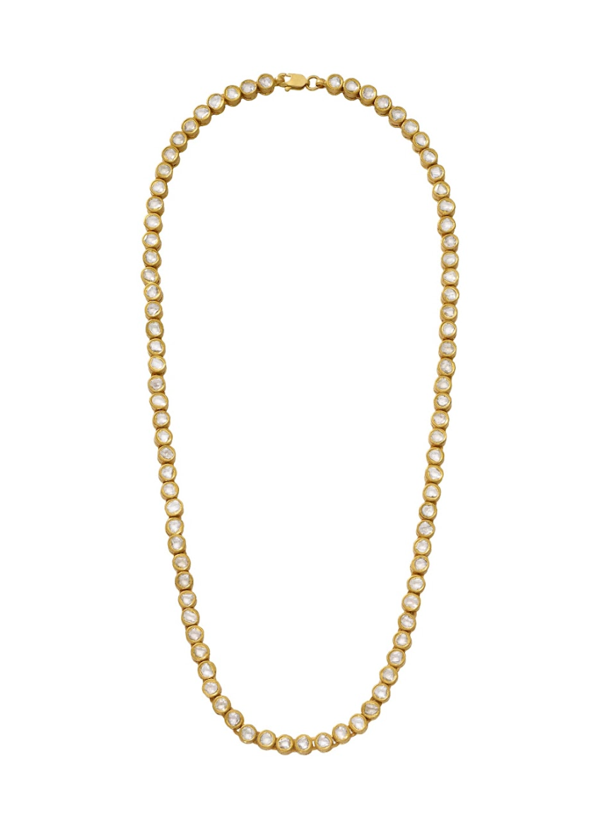 Polki Diamond Tennis Necklace - 22k Yellow Gold Devam