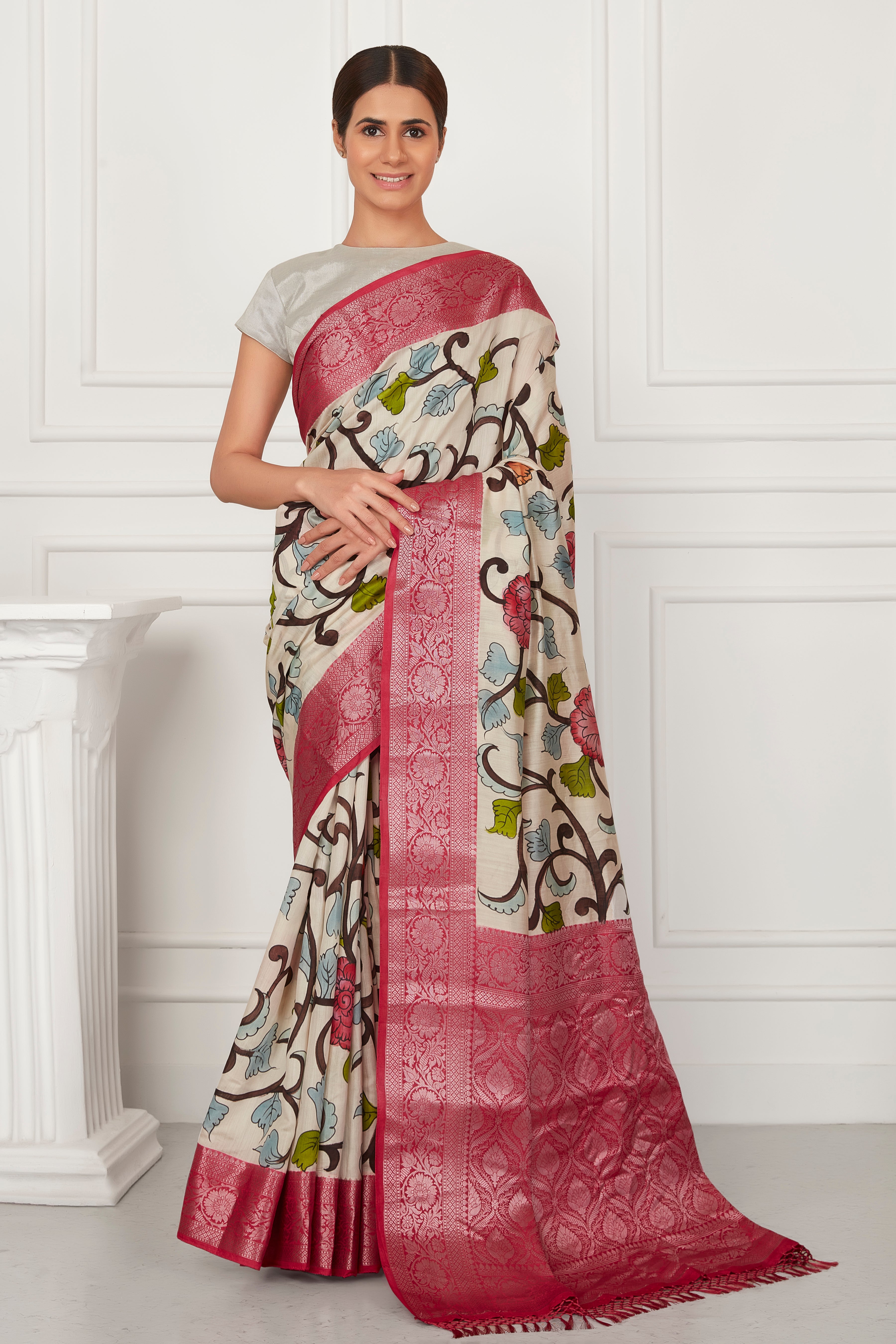 Spun Silk Kalamkari Dabi Handpainted