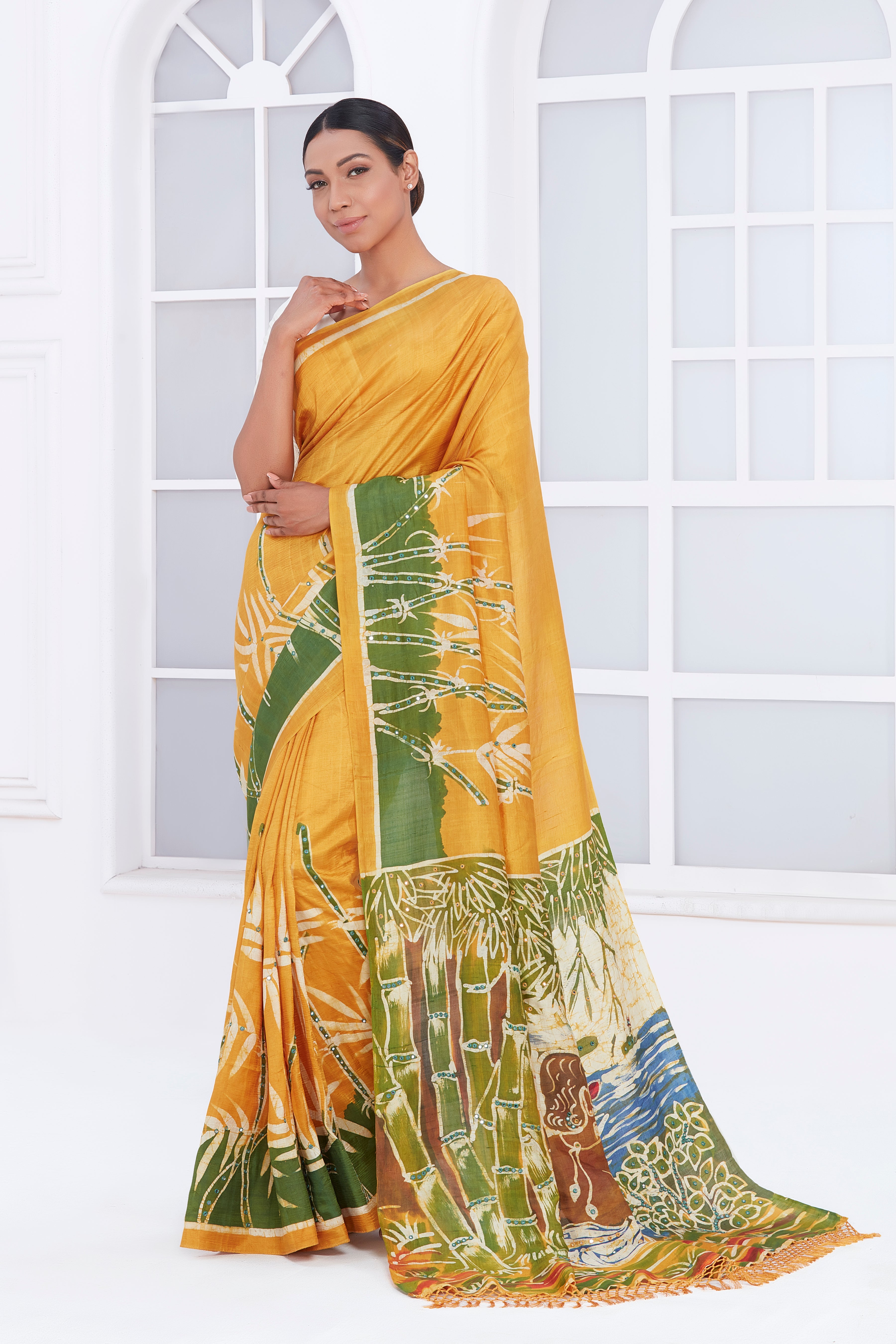 Golden Batik Saree