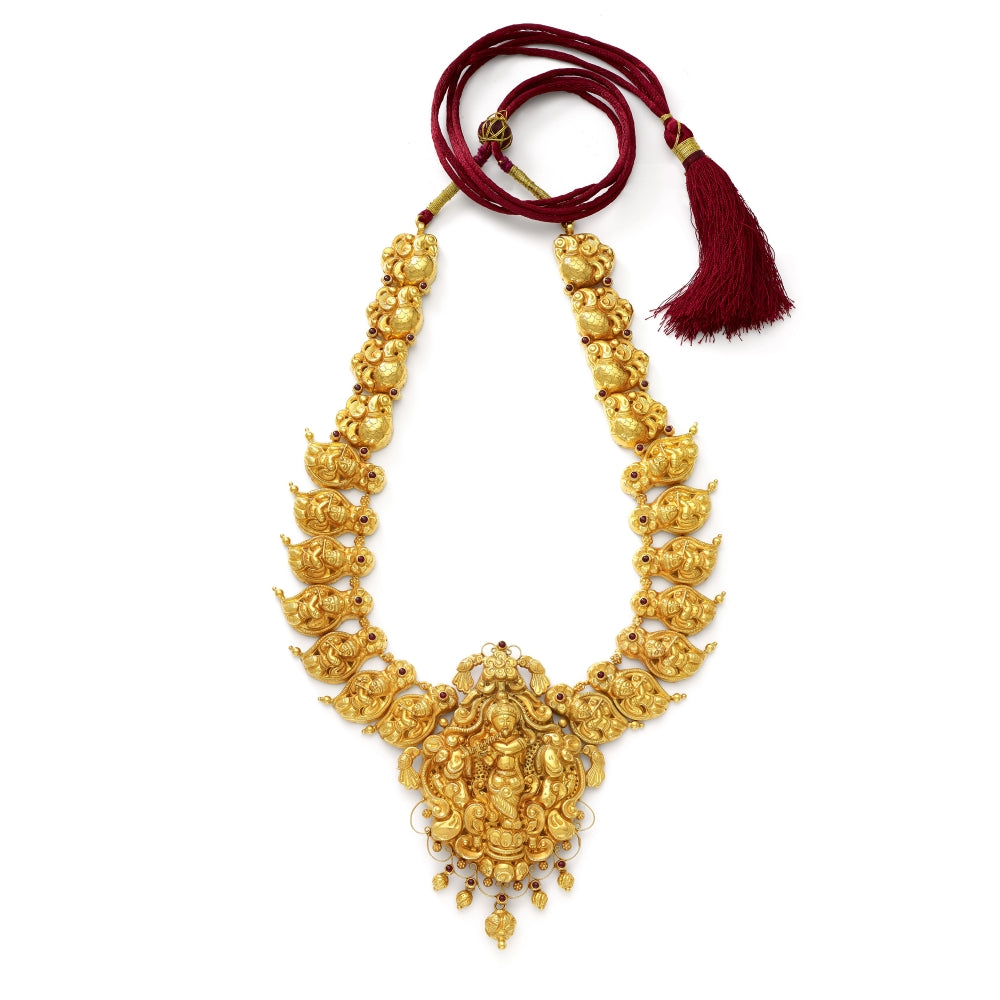 22k Golden Krishna Temple Necklace Set Devam