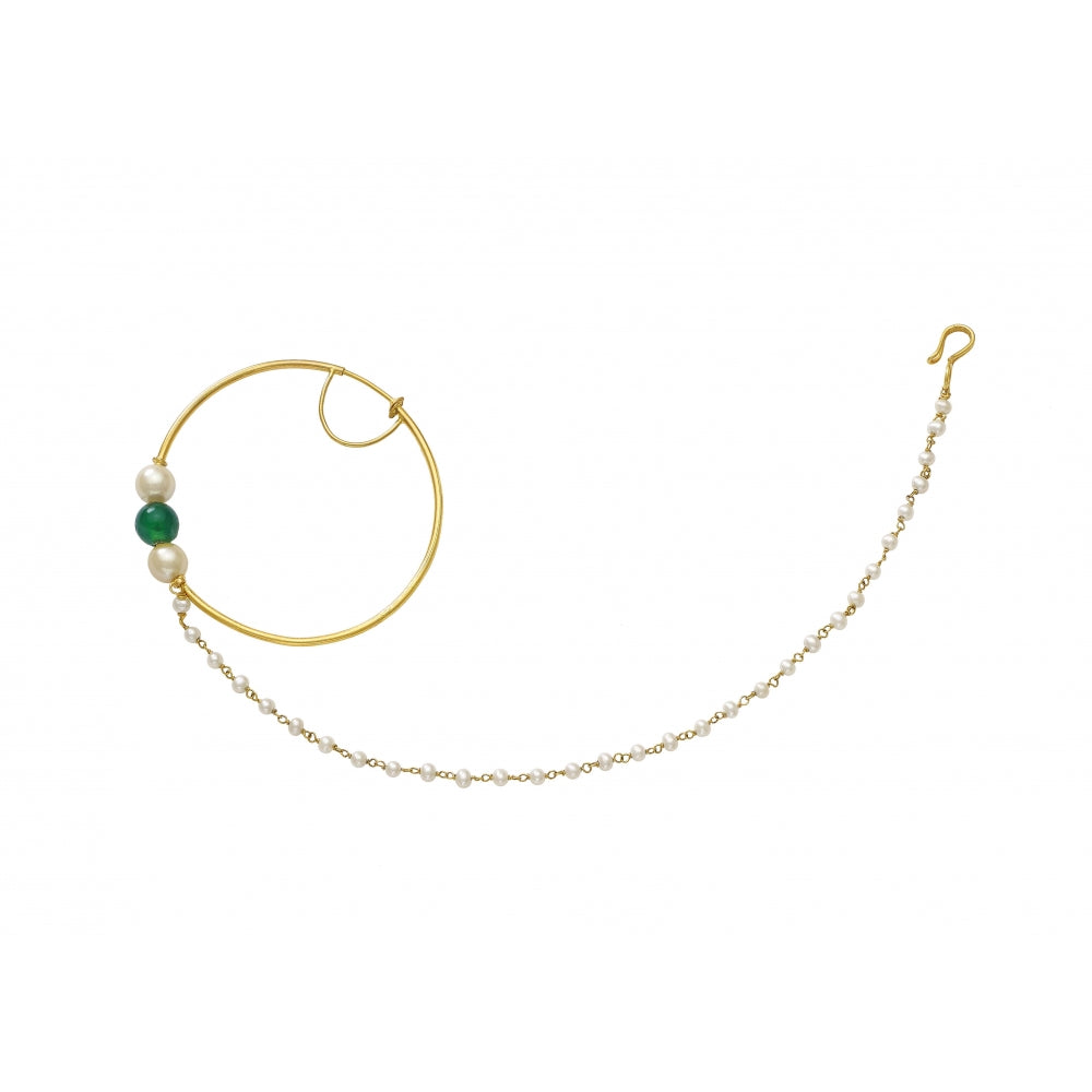 22k Pearl Chained Bridal Nathani Devam