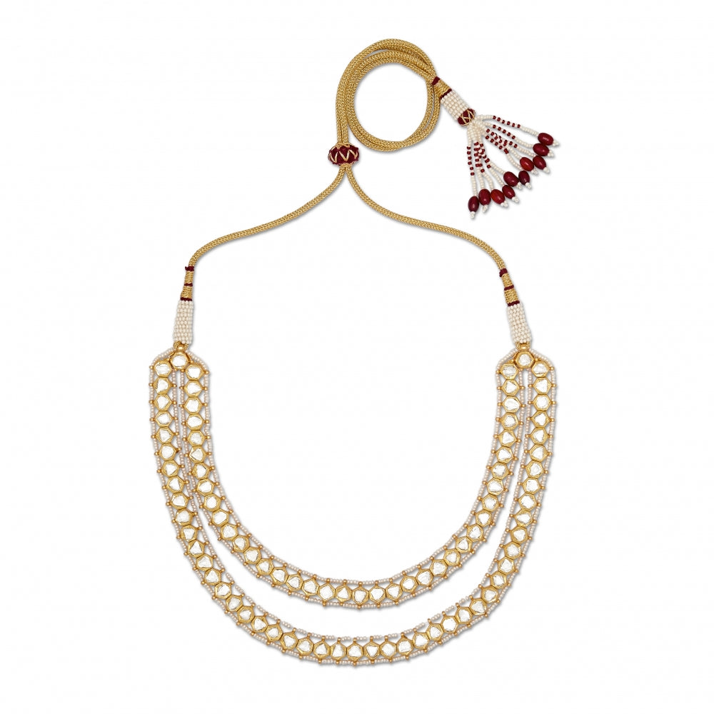 Double Drop Chain Polki Diamond Necklace Devam
