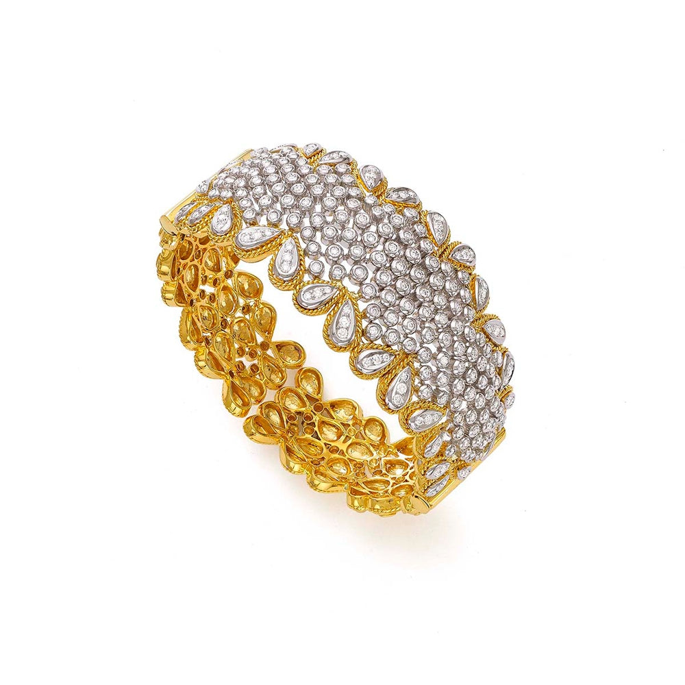 Elegant Golden Two Tone Diamond Bracelet Devam