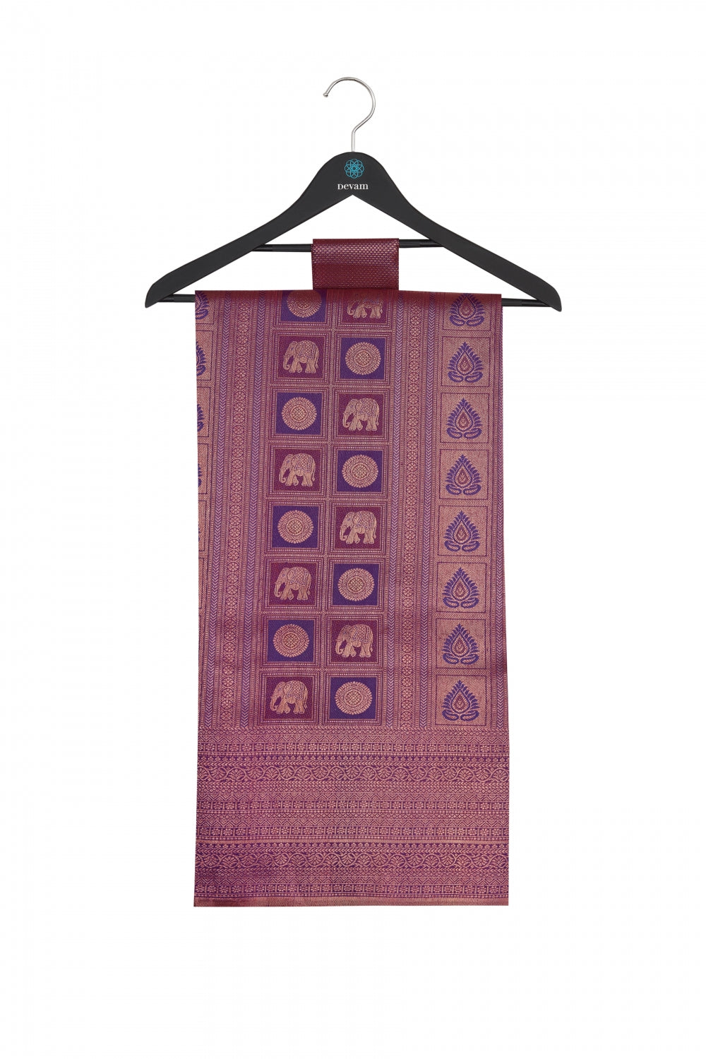 Floral Purple Silk Kanjeevaram Saree Devam